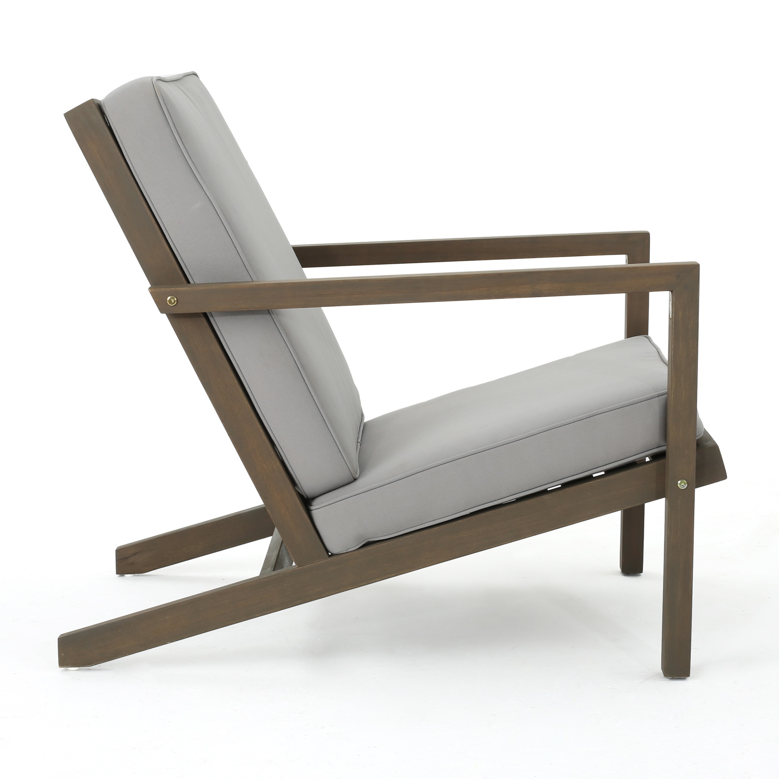Gray Acacia Wood 3-Piece Outdoor Chat Set with Water-Resistant Cushions