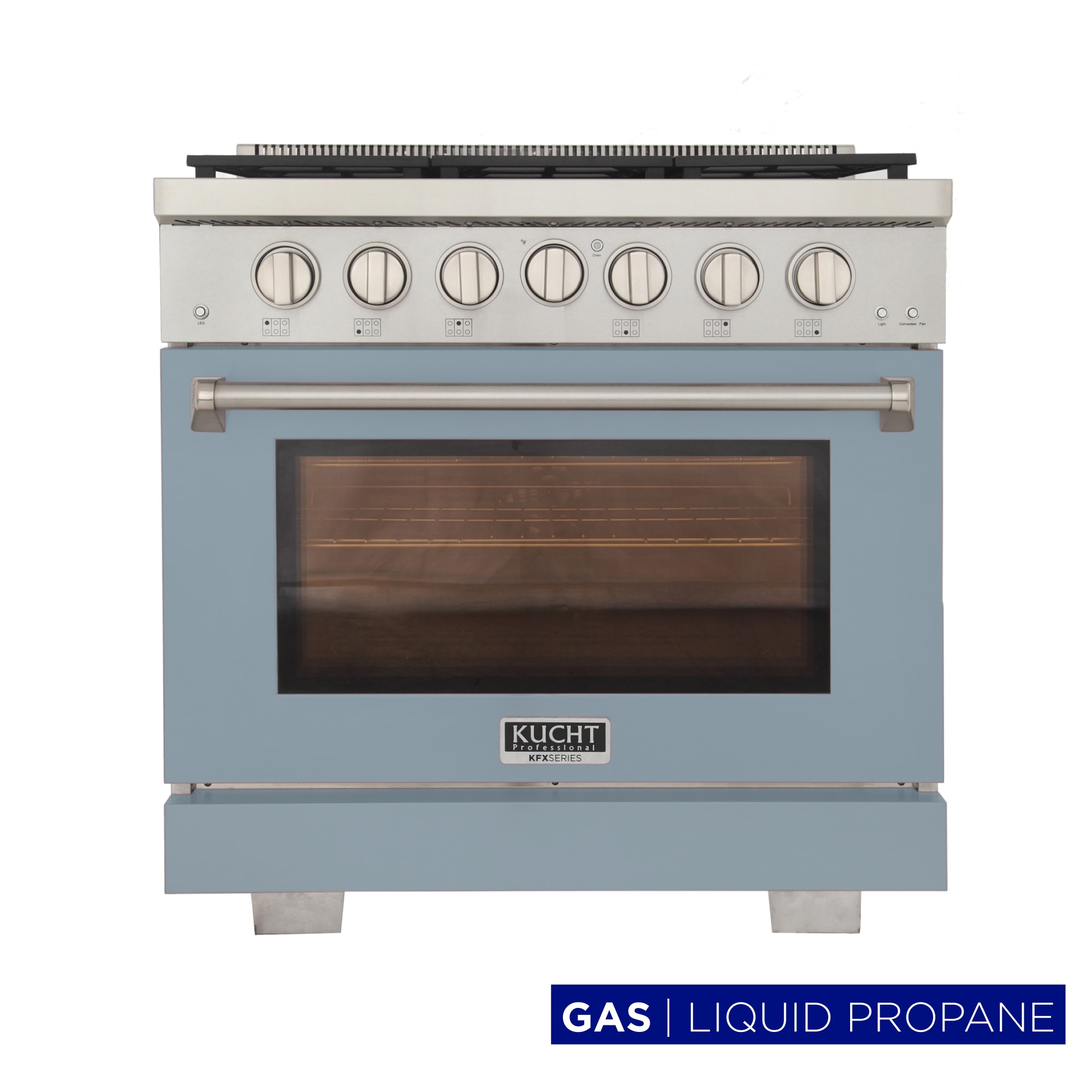 Kucht KFX3600X-LP-LB 36-in 6 burners 5.2-cu ft Convection Oven Freestanding Liquid Propane Gas Range ( Light Blue )