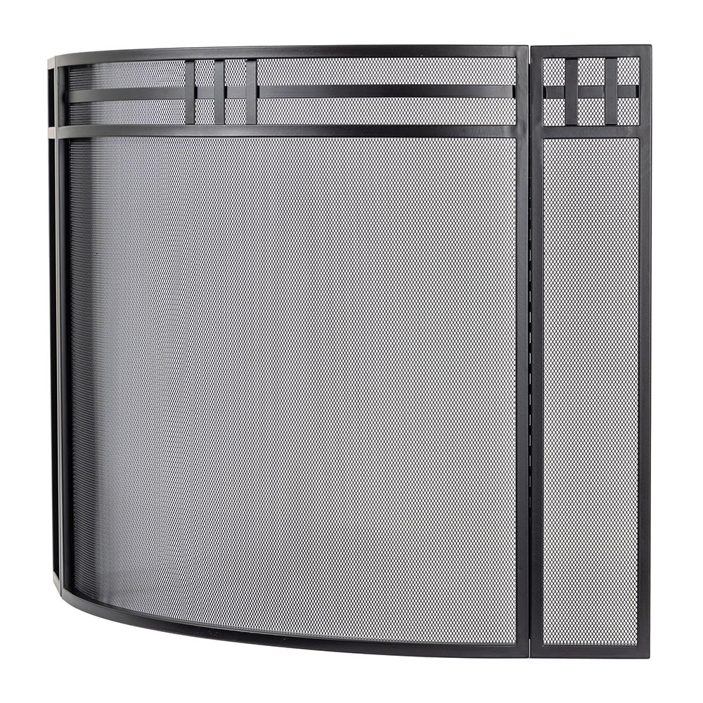 Mill Creek Black 3-Panel Mesh Fireplace Screen
