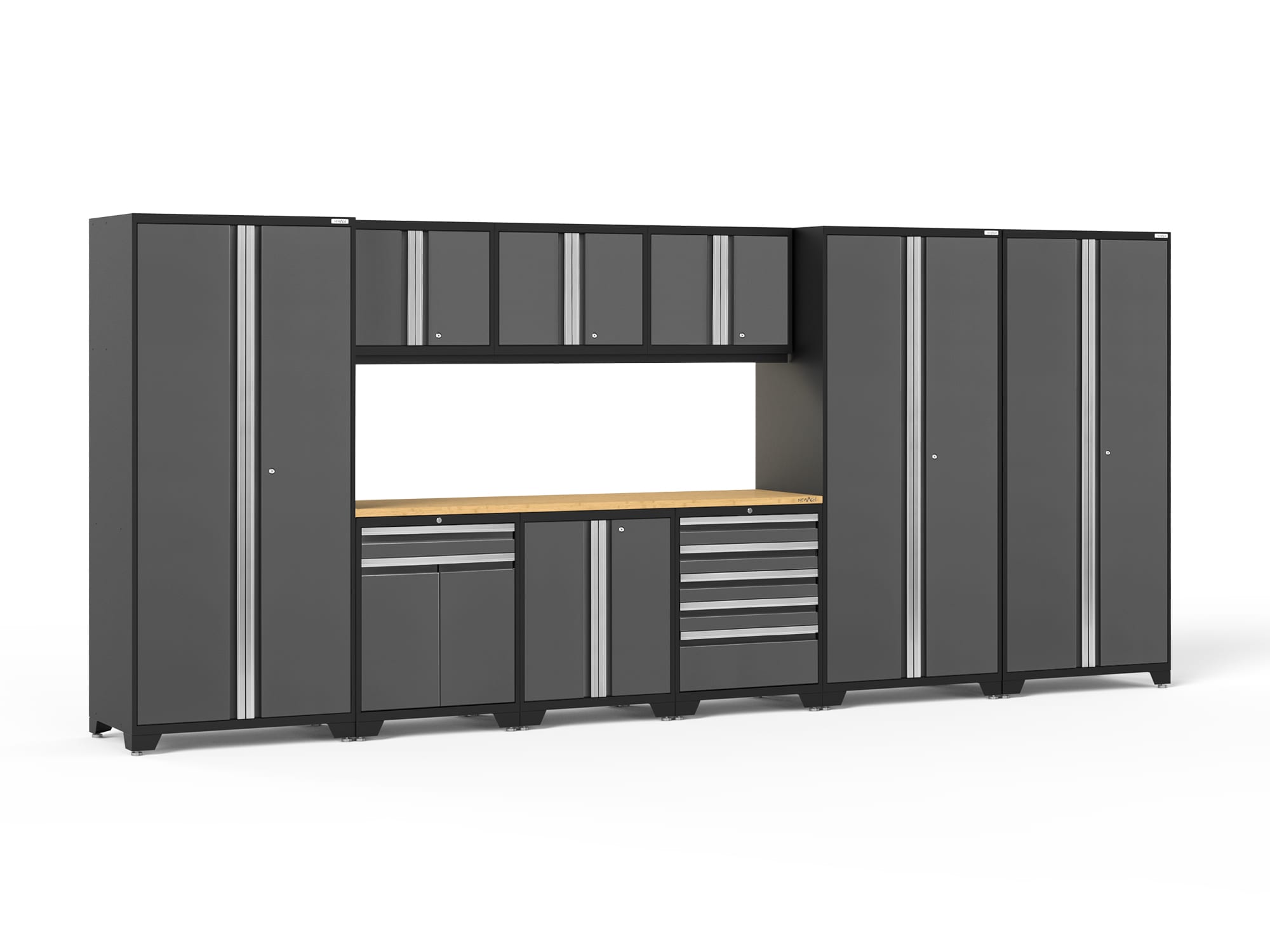 9-Cabinets Steel Garage Storage System in Charcoal Gray (192-in W x 85.25-in H) | - NewAge Products 51986