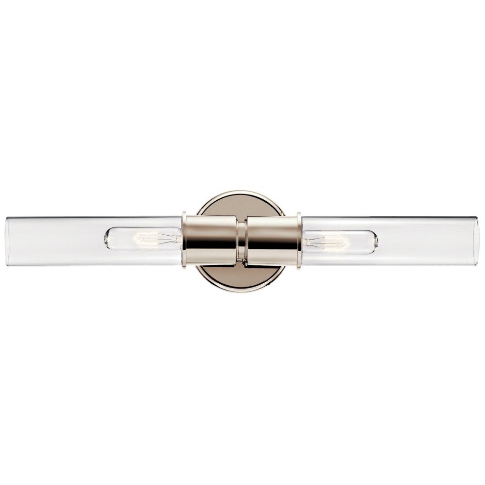 Aviv Polished Nickel 2-Light Wall Sconce with Clear Glass Shades