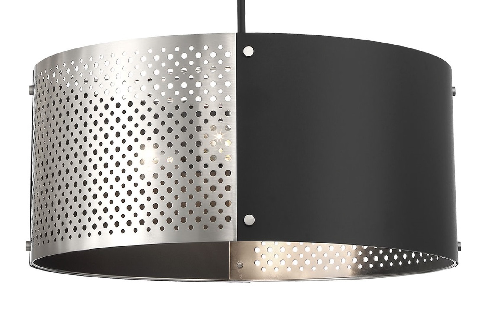 Noho 4-Light Brushed Nickel Drum Pendant with Sand Coal Accents