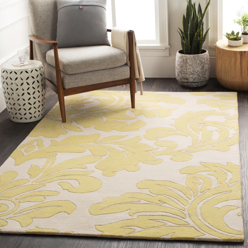 Surya ATH5075-99RD Athena 10 X 10 Wool Yellow Round Indoor Floral/Botanical Area Rug