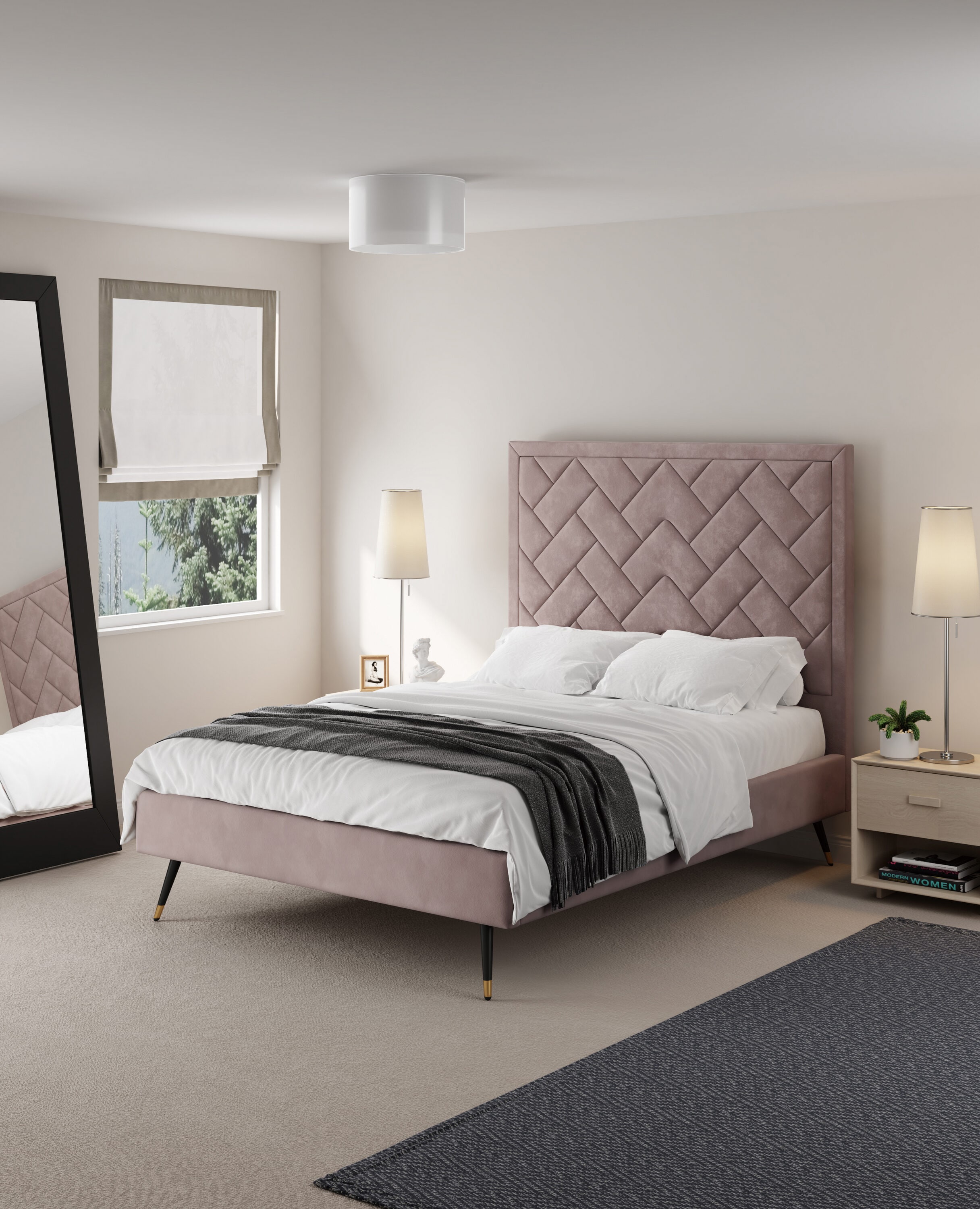 Manhattan Comfort BD009-FL-BH Blush Full Bedroom Set