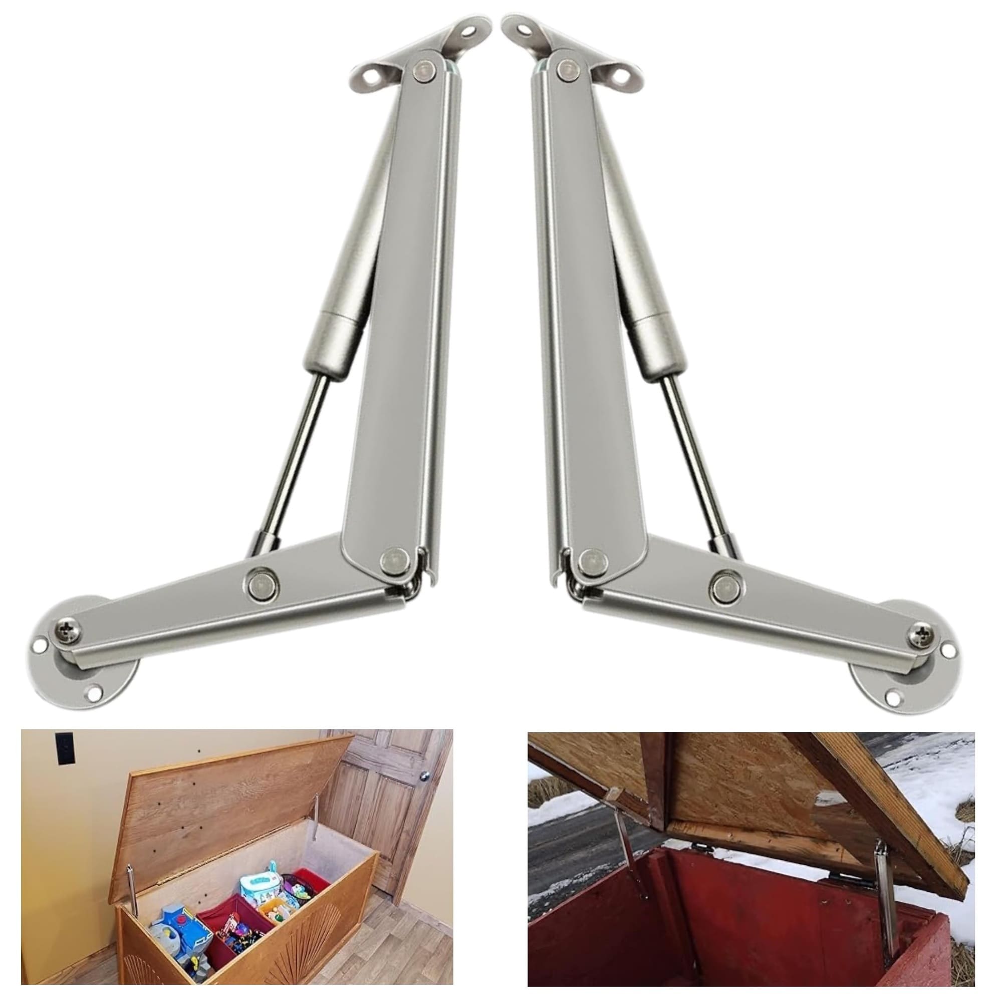 UUDULY  250N Heavy Duty Soft Close Lid Support Hinge for Wooden Box Trunk Large Toy Box Lid Hinges Slow Lowering Support 80lbs 2pcs