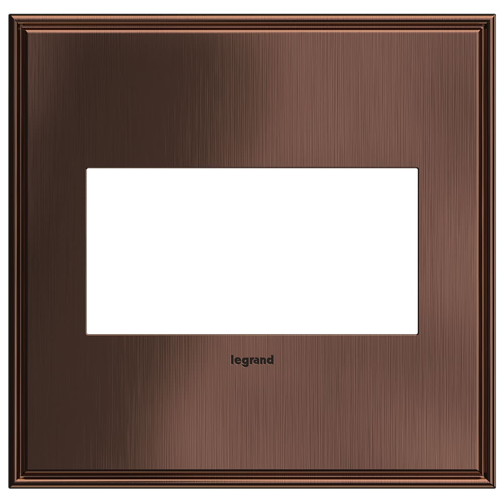Legrand AWC2GMAC4 adorne 2 -Gang Specialty Size Matte Antique Copper Metal Indoor Screwless Square Wall Plate
