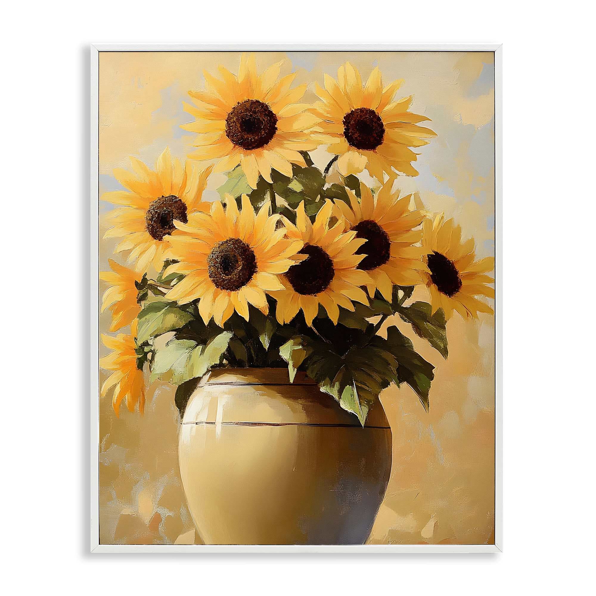 Stupell Industries -  Sunflower Pot Still Life White Framed Giclee Art By Franklyn Gregory 24 x 30
