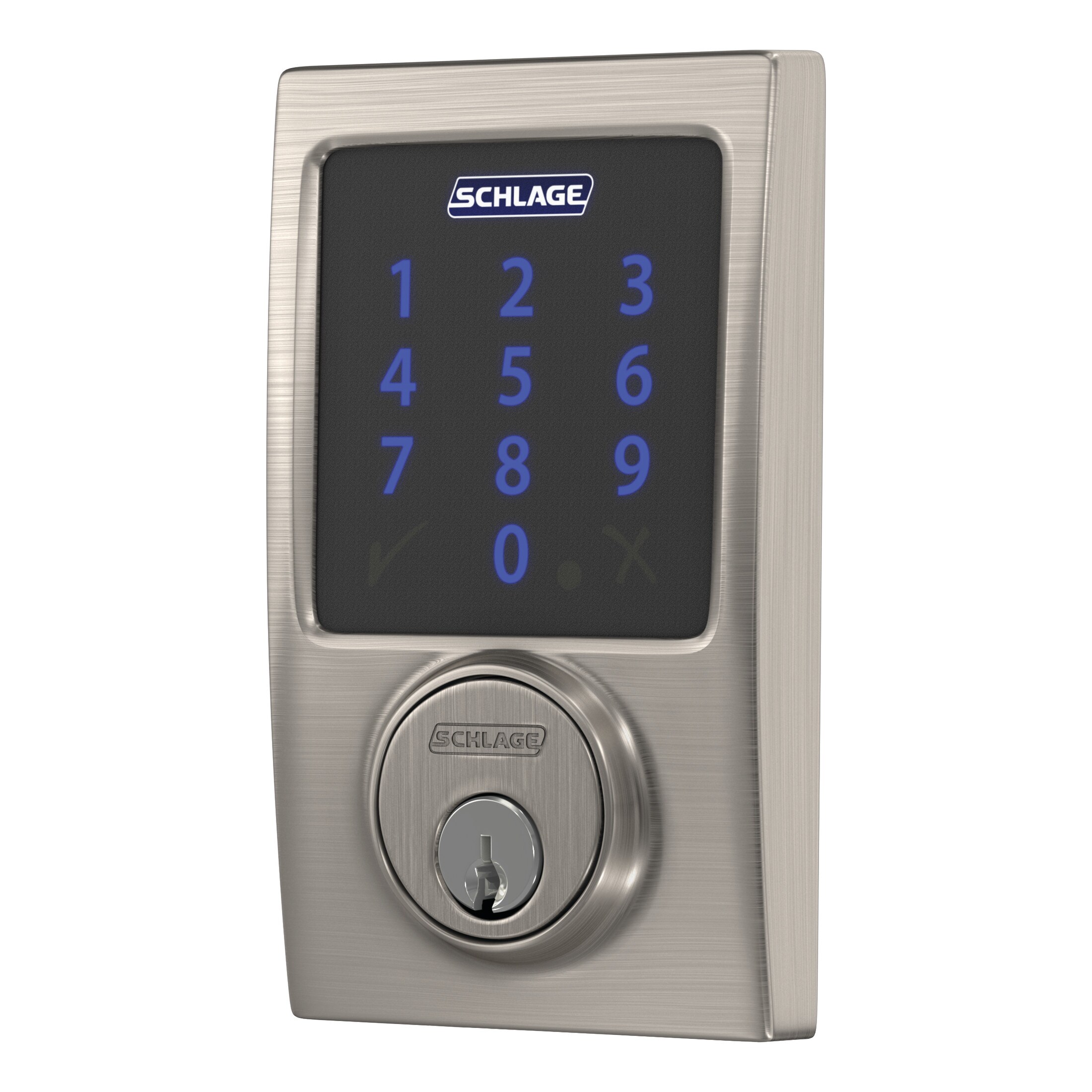 Schlage Encode Century Satin Brass Wifi Bluetooth Electronic Deadbolt  Lighted Keypad Touchscreen Smart Lock