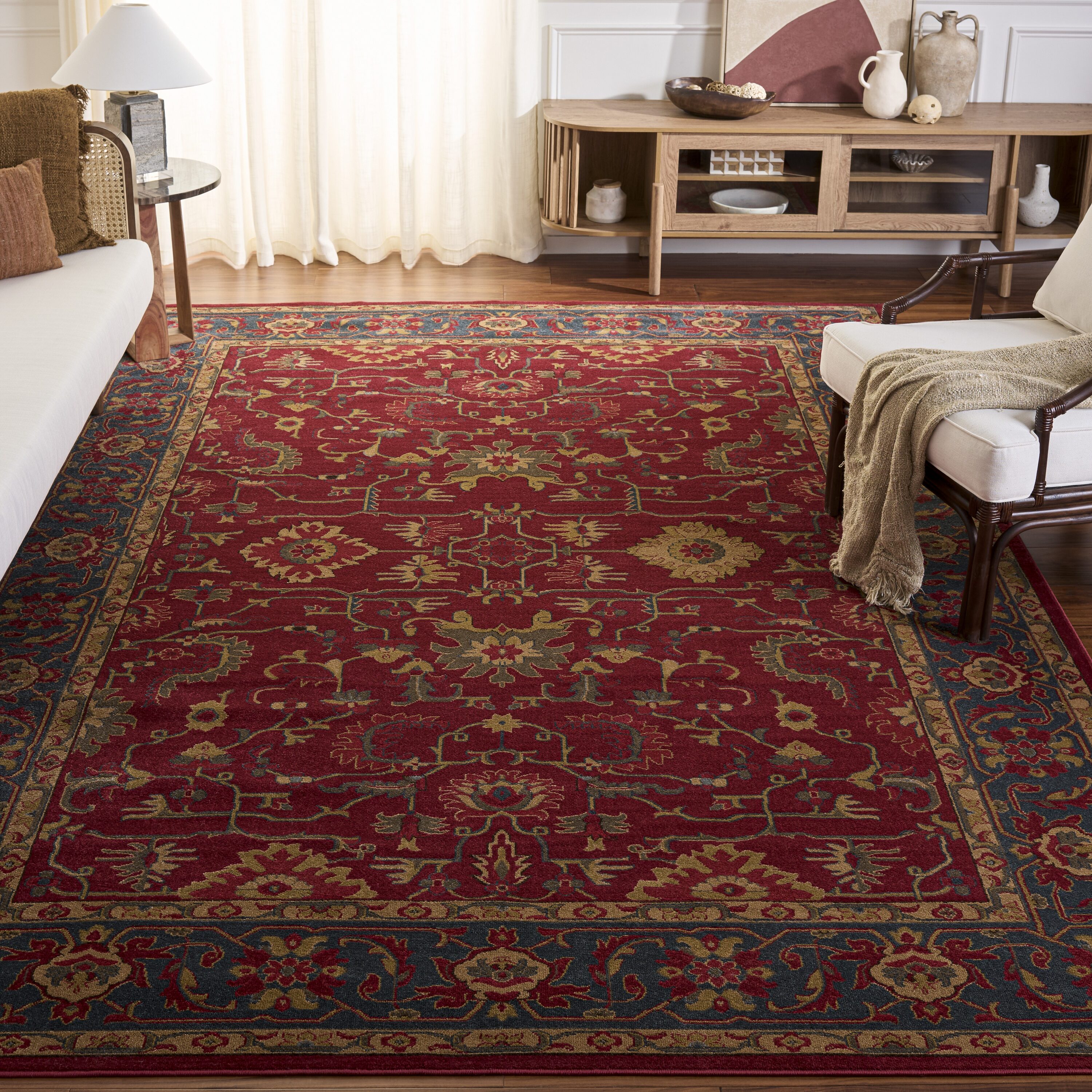 Mahal 693F Red Navy 11in x 16in Rug