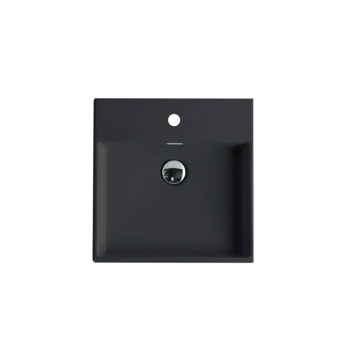 WS Bath Collections PLAIN 45W.01 BM Plain Ceramic Wall-mount Square Modern Matte Black Bathroom Sink ( 17.7-Inches x 17.7-Inches )