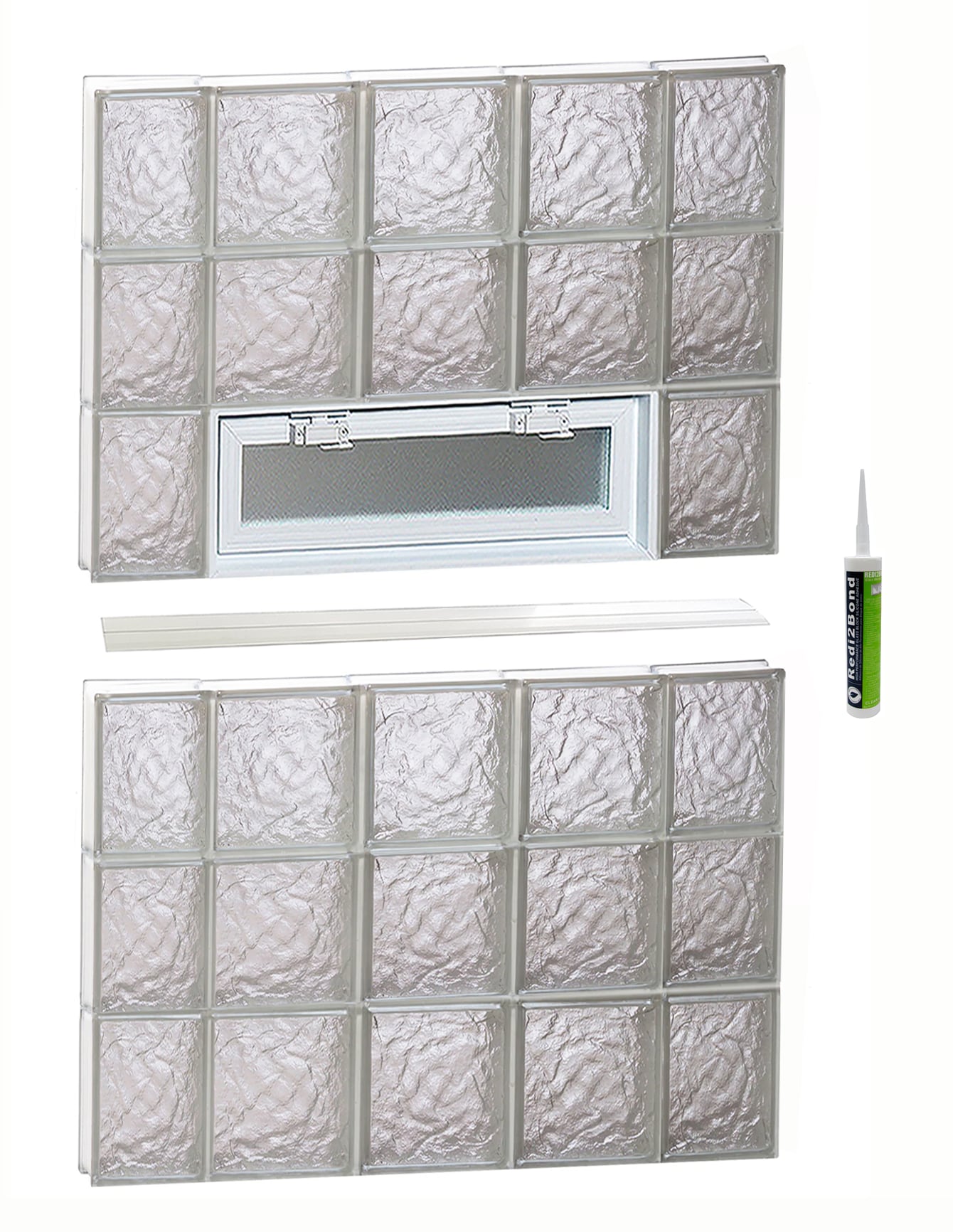 REDI2SET V3648IS Ice Glass 34-3/4-in x 46-1/2-in Frameless Replacement Vented Glass Block Window