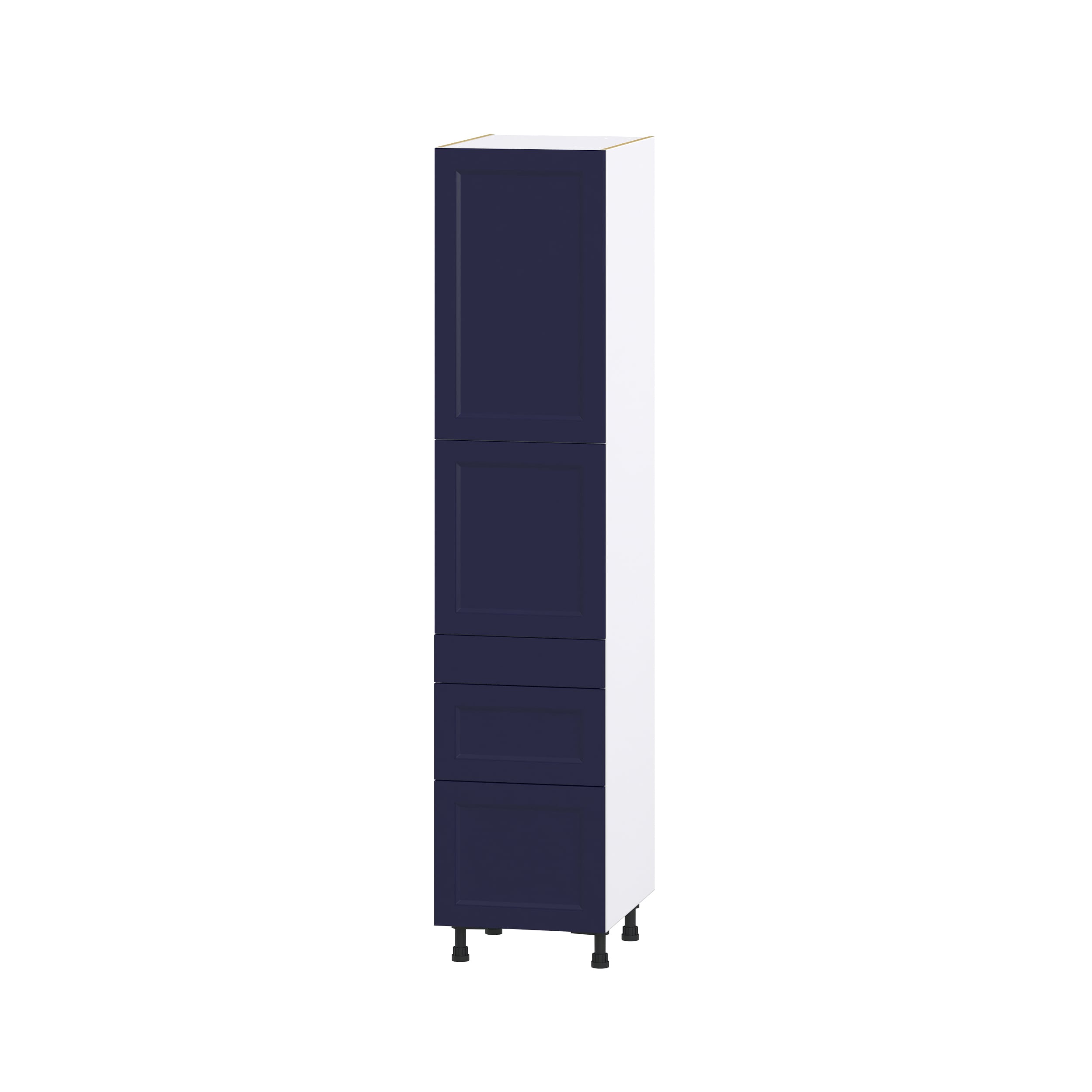 Hugo&Borg Lorette 18-in W x 84.5-in H x 24-in D Navy Blue 3-Drawers Pantry Fully Assembled Cabinet (Recessed Panel Shaker Style)