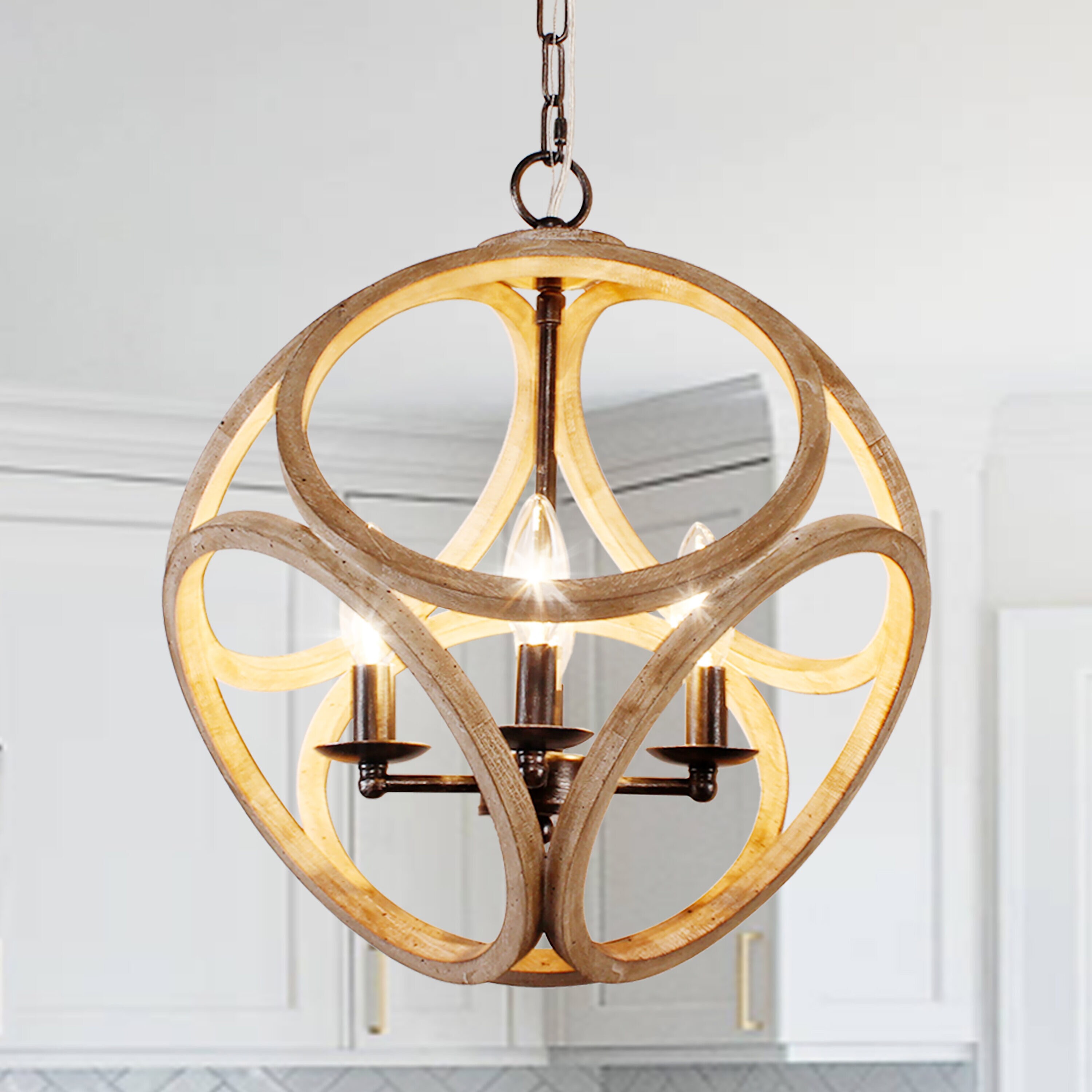 Bella Depot FC4061-4H FC4061 4 -Light Multiple colors French country/cottage Wood For Use in Bedrooms, Dining Rooms, Foyers, Kitchens, Living Rooms Chandelier