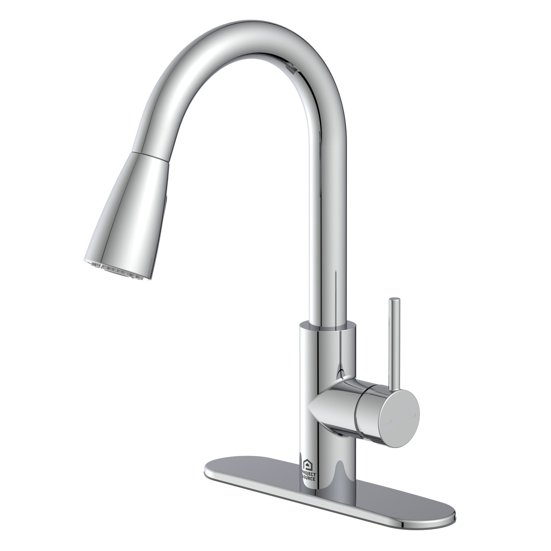 Project Source D00136CD Chrome Single Handle Deck-mount Handle Commercial/Residential Pull-down Kitchen Faucet with Sprayer ( Deck Plate Included )