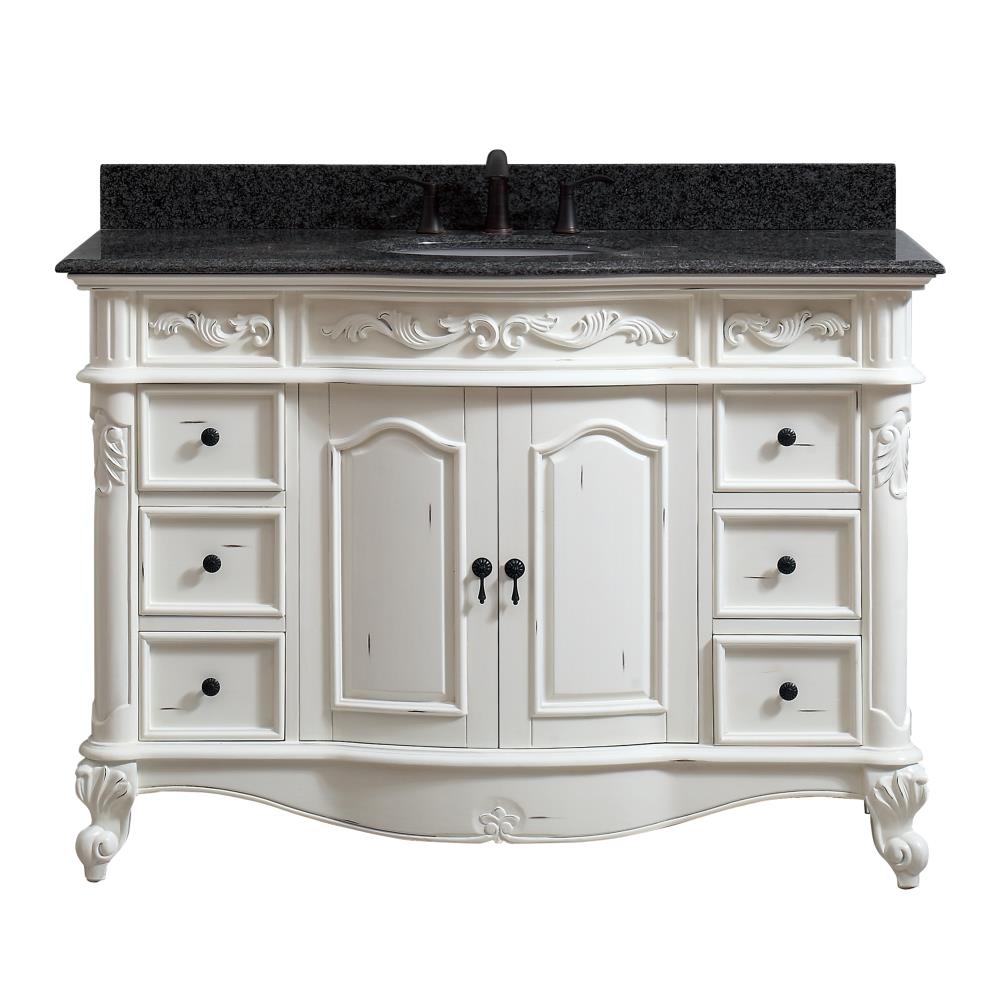 Avanity Provence 49 In Antique White Undermount Single Sink Bathroom Vanity With Black Granite 