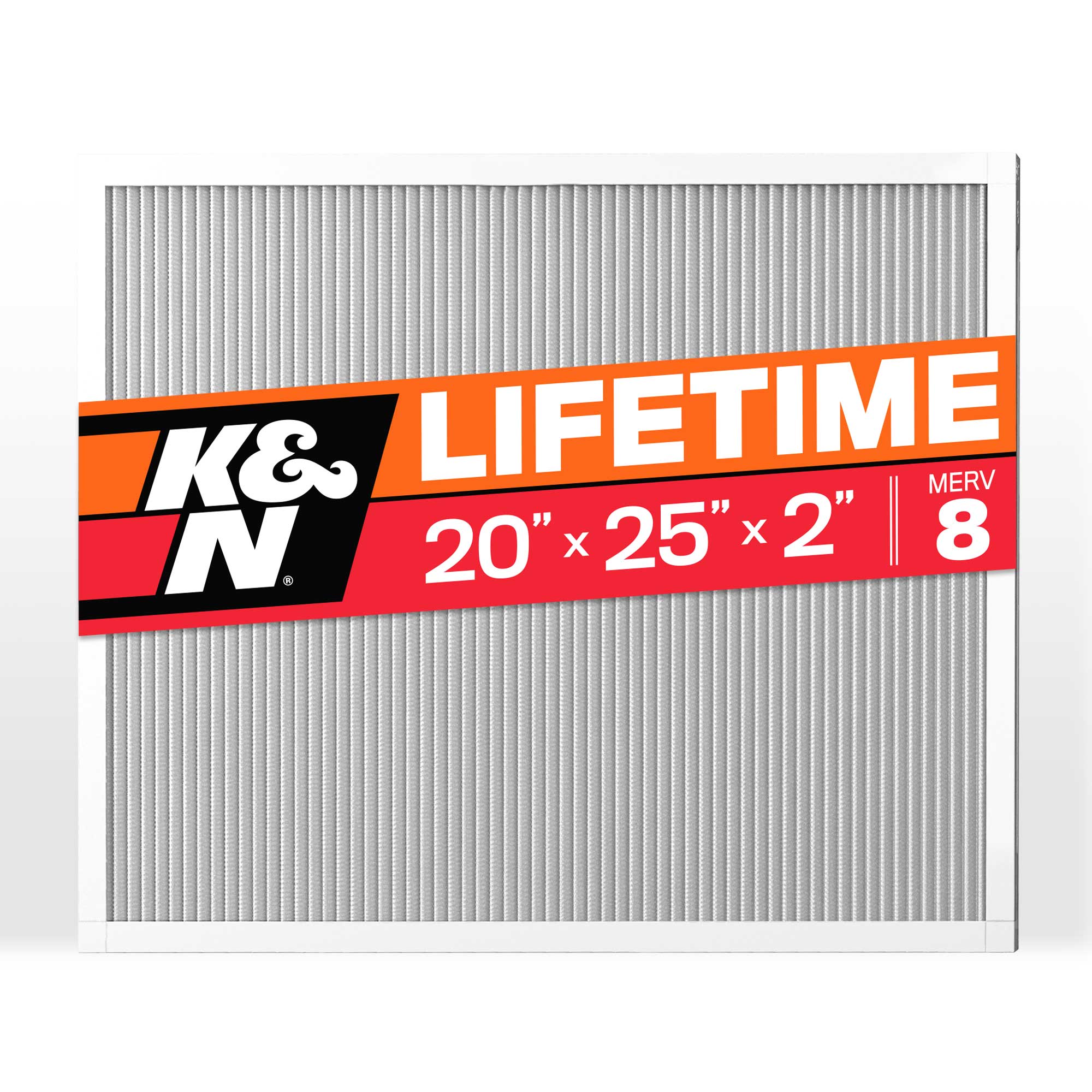 K&N HVC-8-22025 20-in W x 25-in L x 2-in Washable MERV 8 Pleated Air Filter