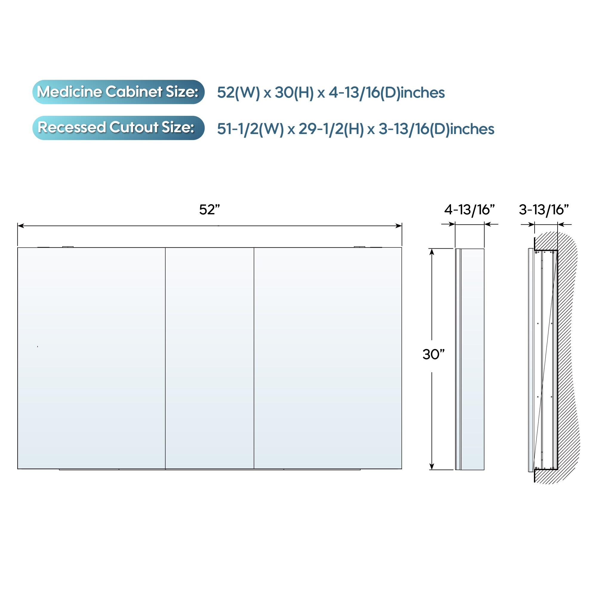WELLFOR EX-CJ7236 Bathroom-Medicine-Cabinets - View #11