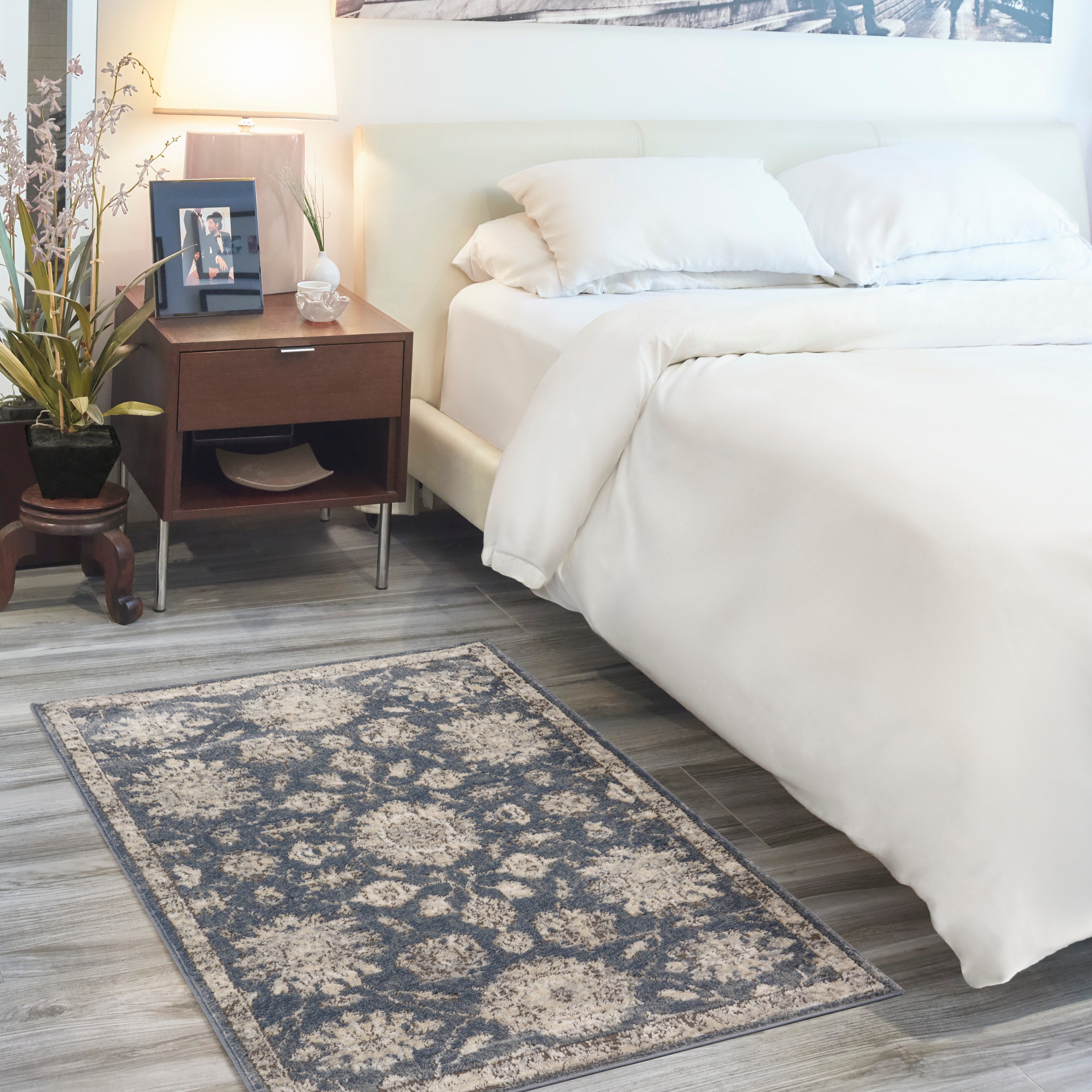Nourison 099446808660 Concerto 3 x 5 (ft) Loomed Polypropylene Blue Beige Rectangular Indoor Floral/Botanical Area rug