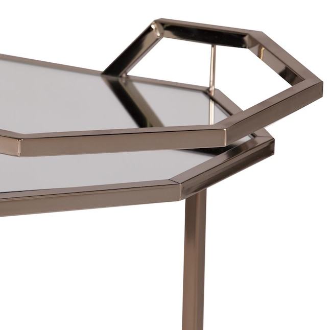 Boston Loft Furnishings Arlo 31.25-in x 30.75-in Gold Oval Cart Bar Boston Loft Furnishings Arlo 31.25-in x 30.75-in Gold Oval Cart Bar