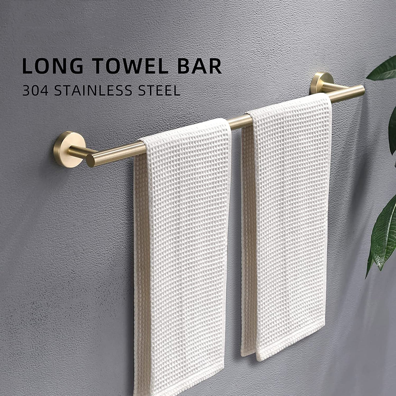 Boyel Living BMG322-4NG 4 Piece Bath Hardware Set with Towel Bar Robe Hook Toilet Paper Holder and Hand Towel Holder in Brushed Gold