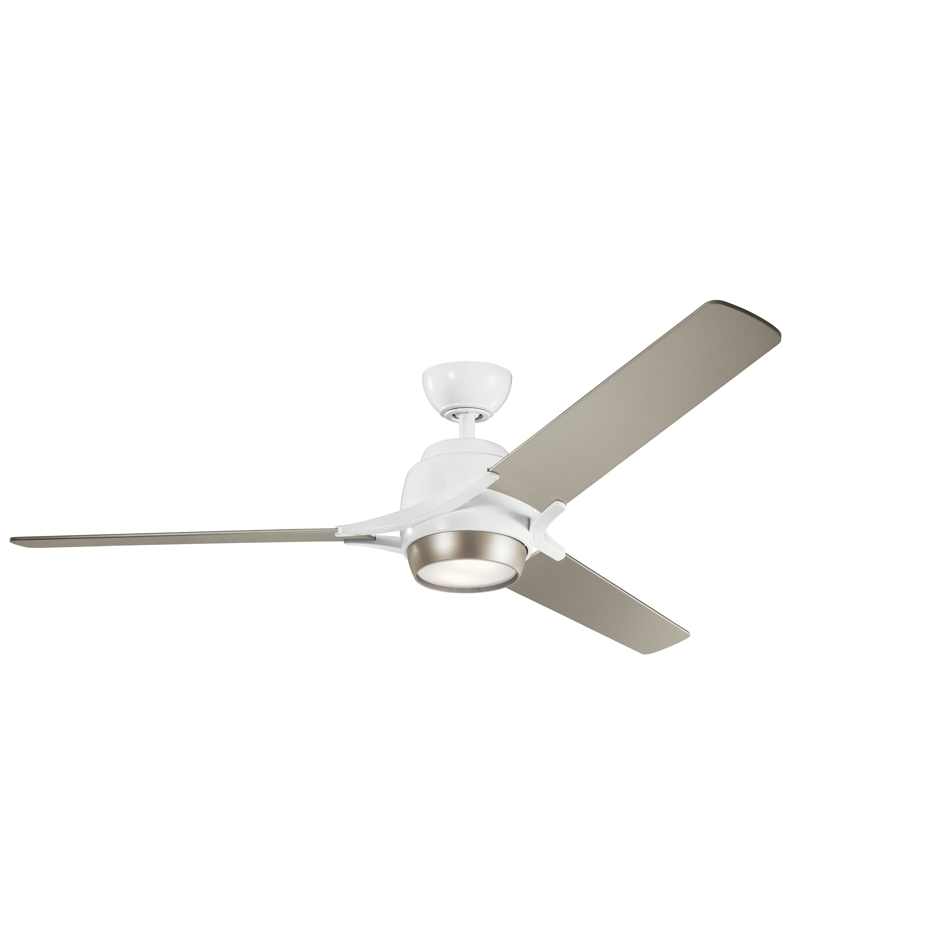 Kichler 300060WH Zeus 60-in Integrated LED White with Silver Blades Ceiling Fan With Light ( 3 -Blade )