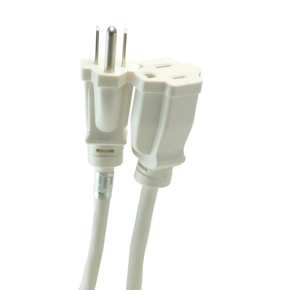Woods 277563 8-ft 16 / 3 3 Prong White Outdoor SJTW Light duty General extension cord