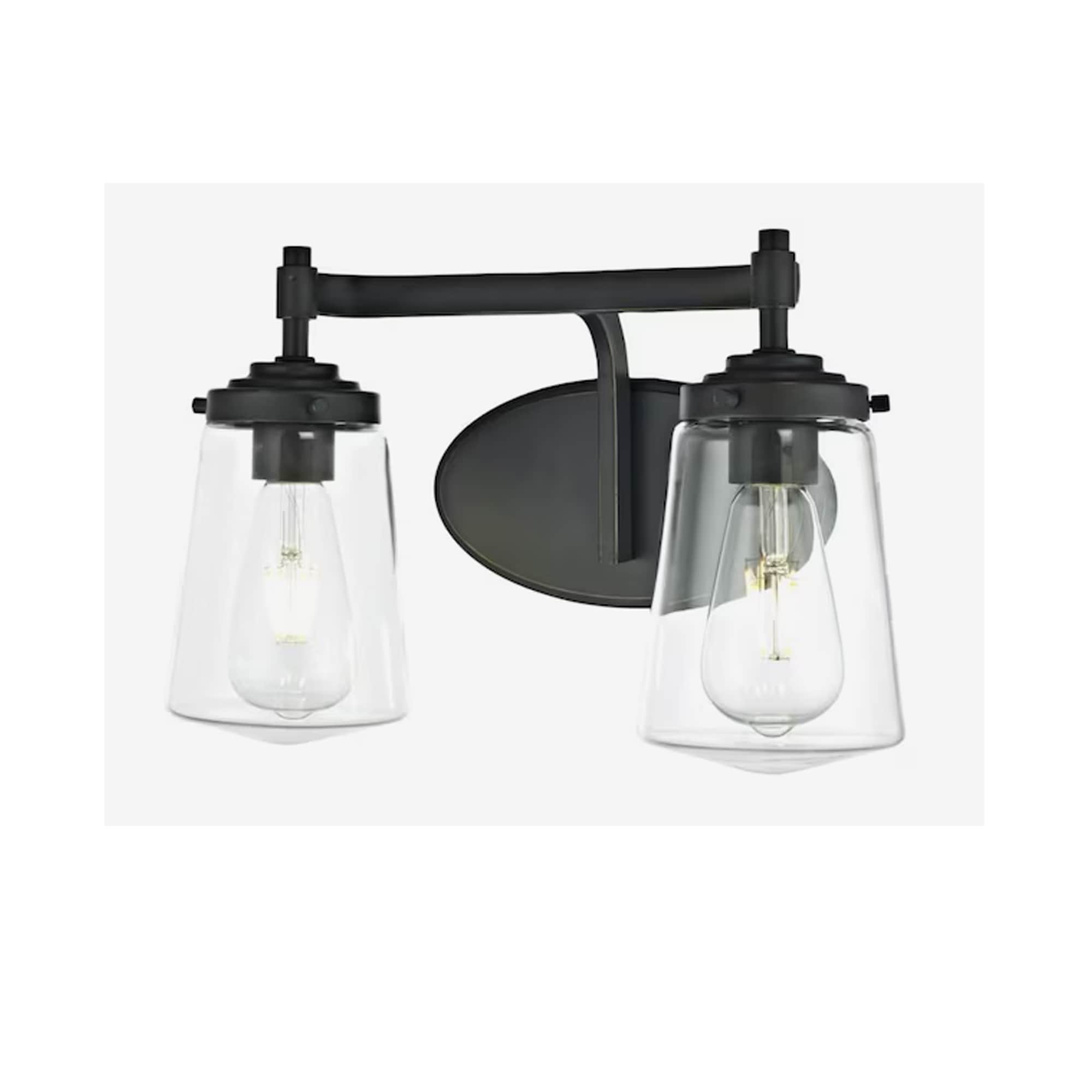 allen + roth FV24-033-BZ-1 Wyatt 14.3-in 2 -Light Antique Bronze Farmhouse Vanity light bar