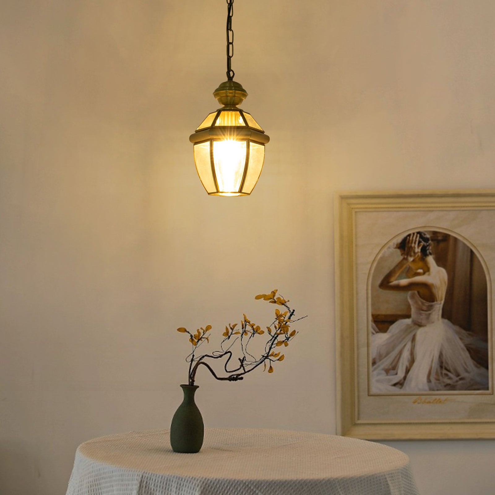 Oukaning JZUC638RNSHCX 1 -Light Gold Modern/contemporary Clear glass Bell Small Hanging Pendant light