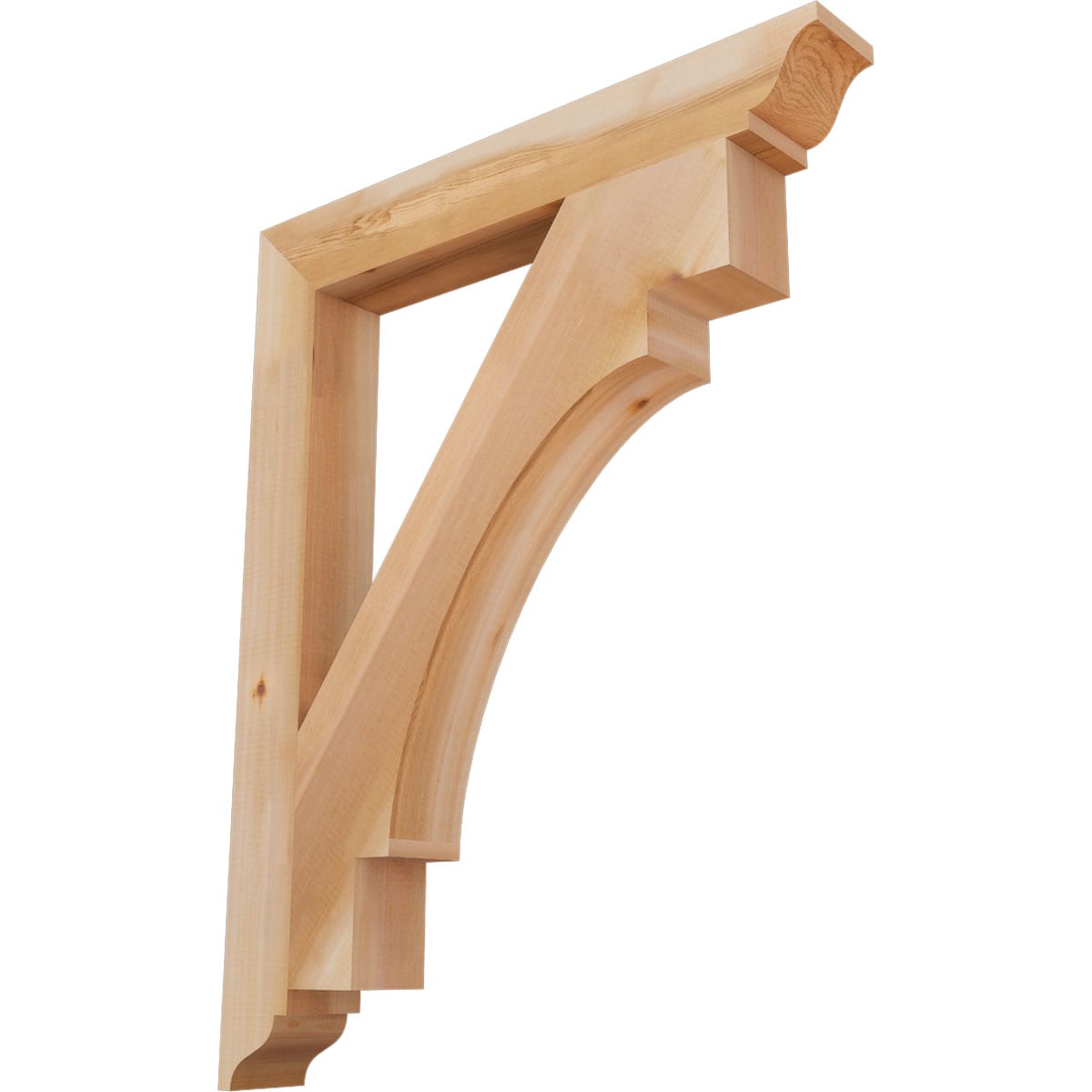 Ekena Millwork BKT04X30X38MRC01SWR Merced traditional smooth 3-1/2-in x 30-in x 38-in Western red cedar Brown Wood Standard bracket