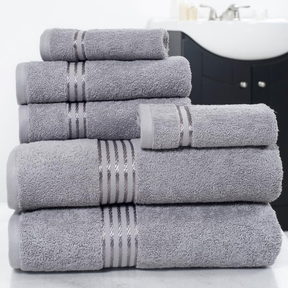 Hastings Home 2-Piece Black/White Cotton Quick Dry Bath Towel Set (Bath  Towels) in the Bathroom Towels department at
