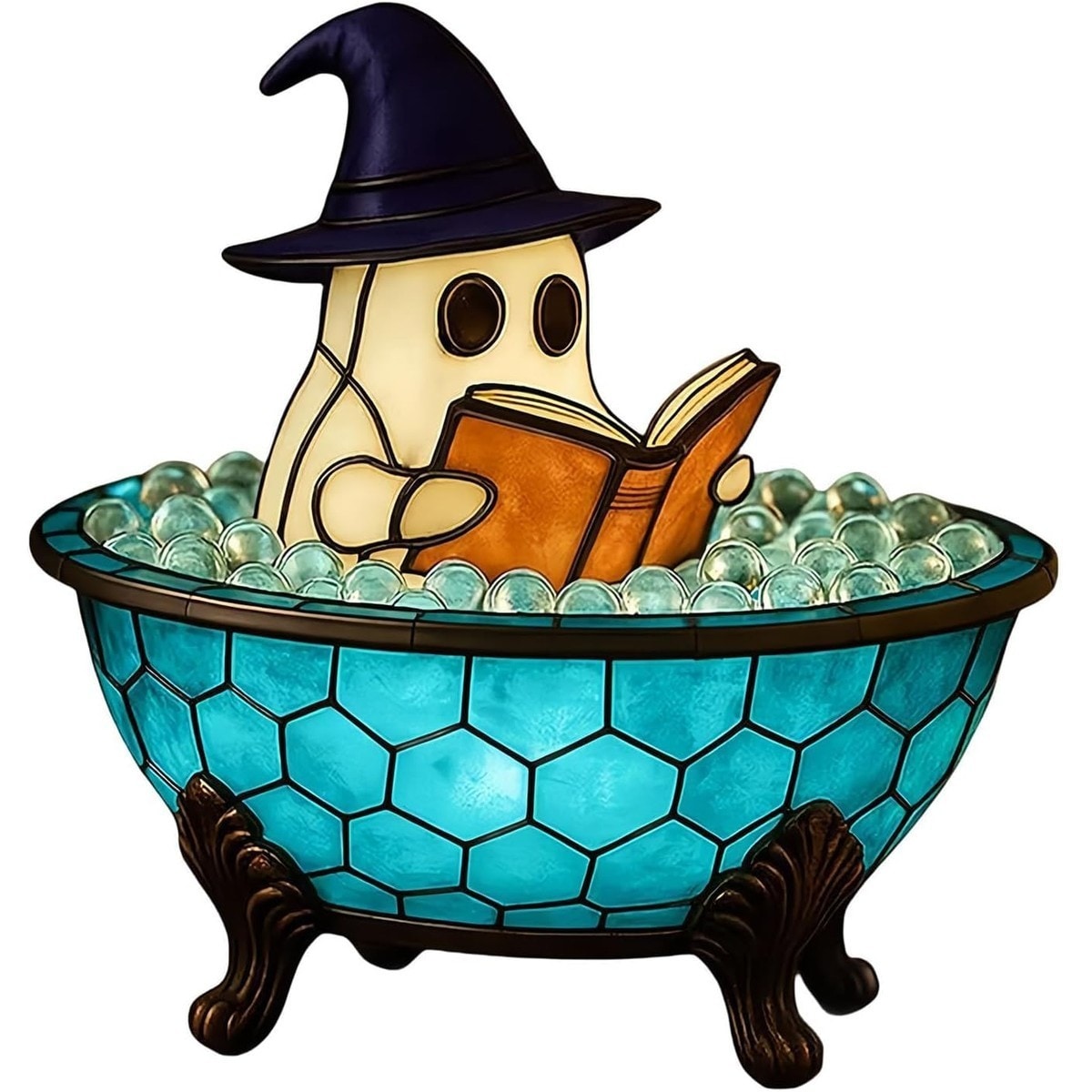 LIUSXAQI  2 Pack Ghost Reading Book Night Light Halloween Decor with Color Changing LED Cute Ghost Figurine Lamp for Bedroom Living Room Blue