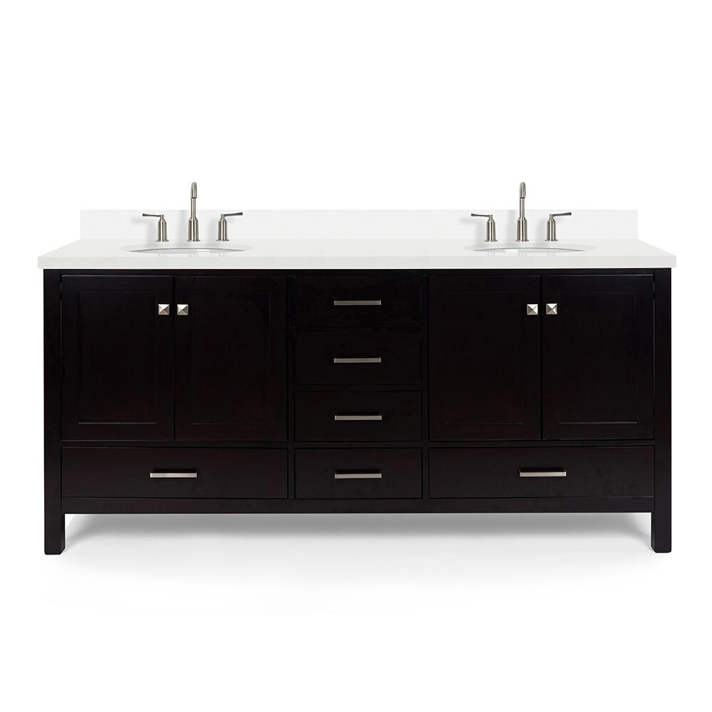 ARIEL Cambridge 73-in Espresso Undermount Double Sink Bathroom Vanity ...