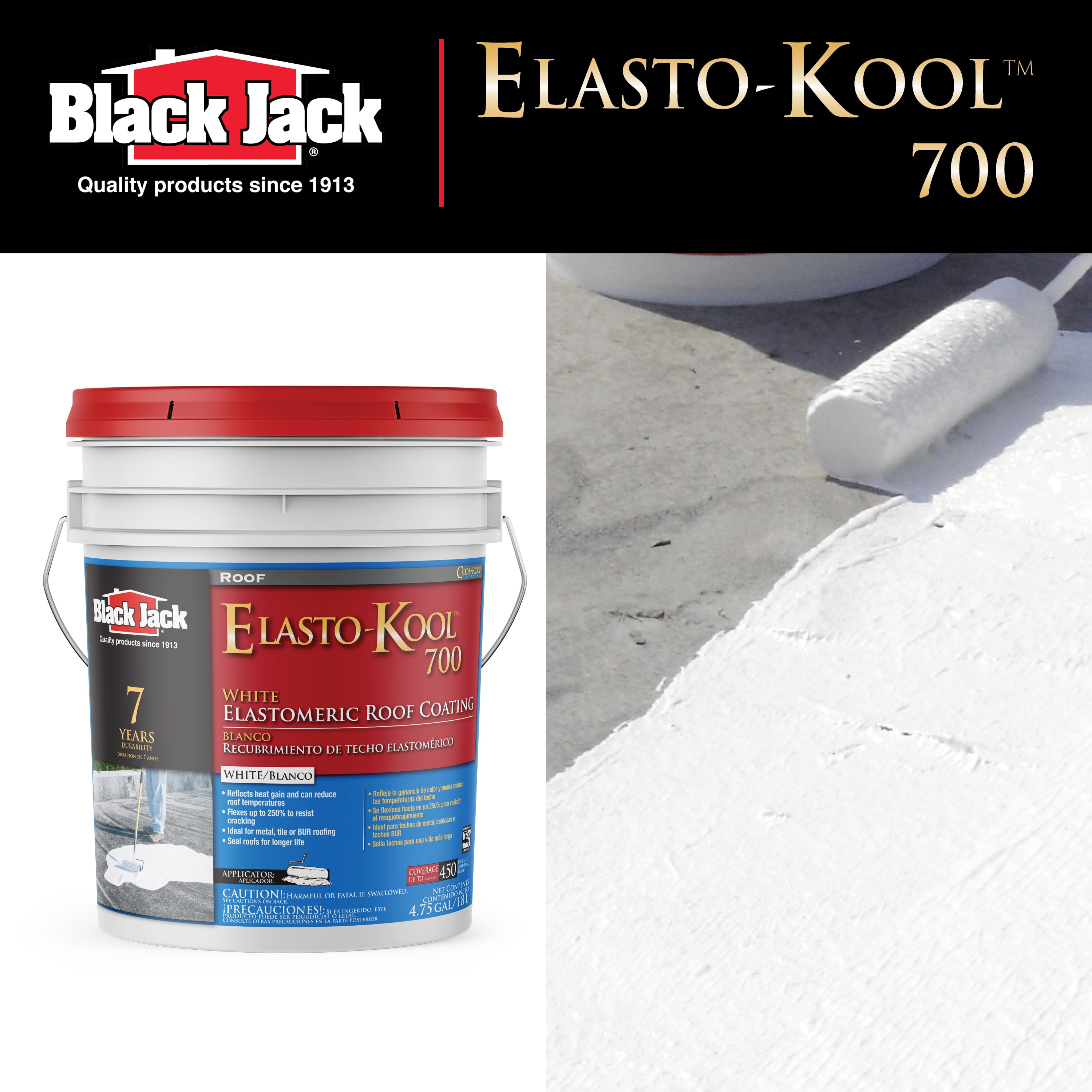 BLACK JACK Elasto-Kool 700 4.75-Gallon White Elastomeric Reflective Roof  Coating (7-year Limited Warranty) at
