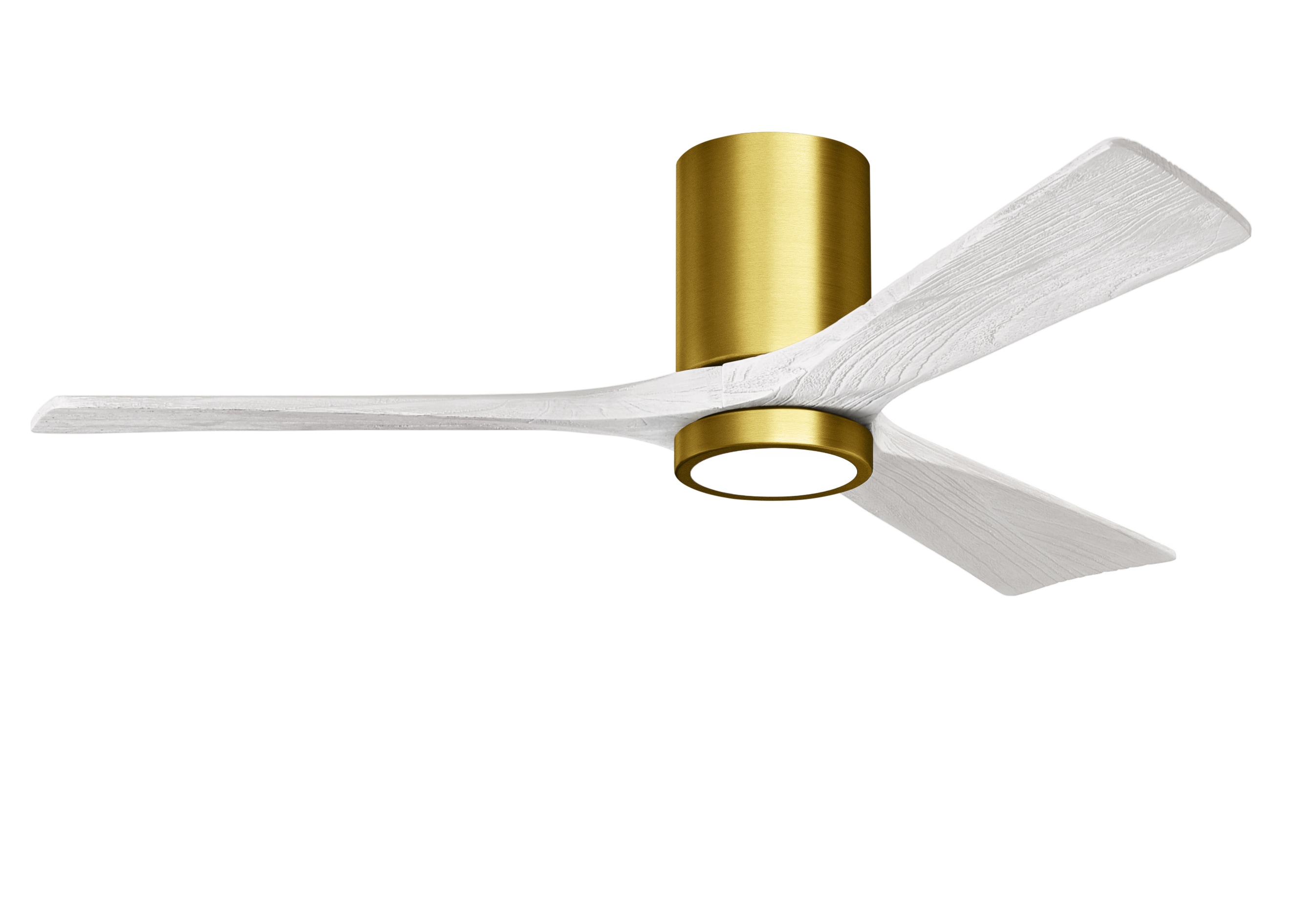 Matthews Fan Company IR3HLK-BRBR-MWH-52 Irene-3HLK 52-in Color-Changing Integrated LED Outdoor Flush Mount Brushed Brass with Matte White Blades Ceiling Fan With Light - Remote Included ( 3 -Blade )