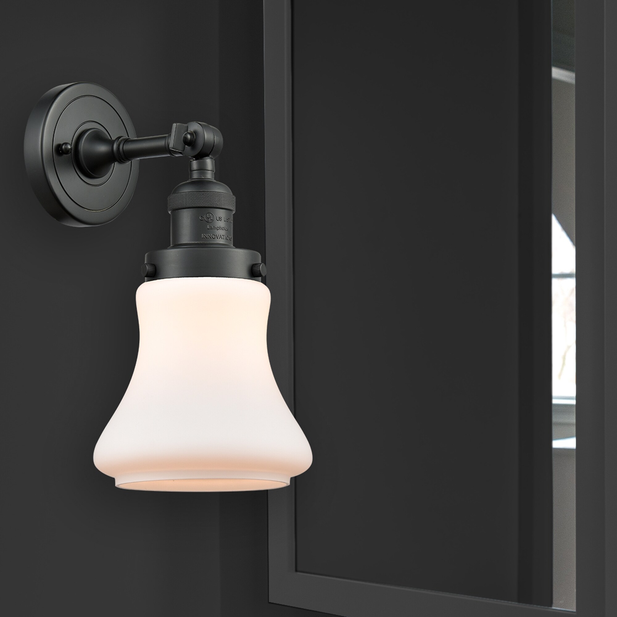 Innovations Lighting 203-BK-G191 Bellmont 6.5-in W 1 -Light Matte Black Industrial Wall Sconce
