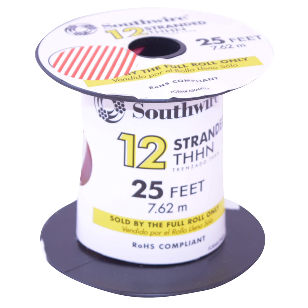 Southwire 22966685 SIMpull 25-ft 12 -AWG Red Stranded Copper THHN wire ( by-the-roll )