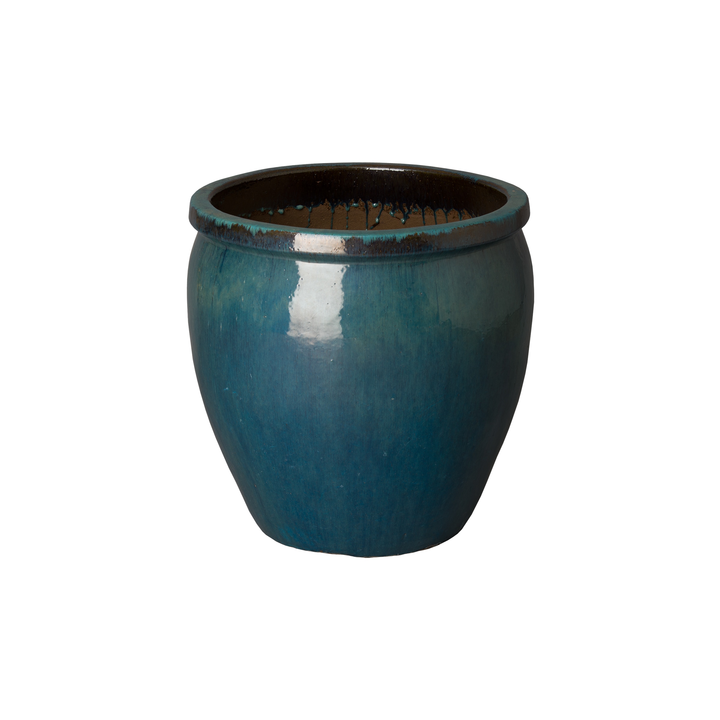 Emissary 12040TL-1 Round 15.0-in W x 15-in H x 15-in D Blue Ceramic Indoor/Outdoor Planter