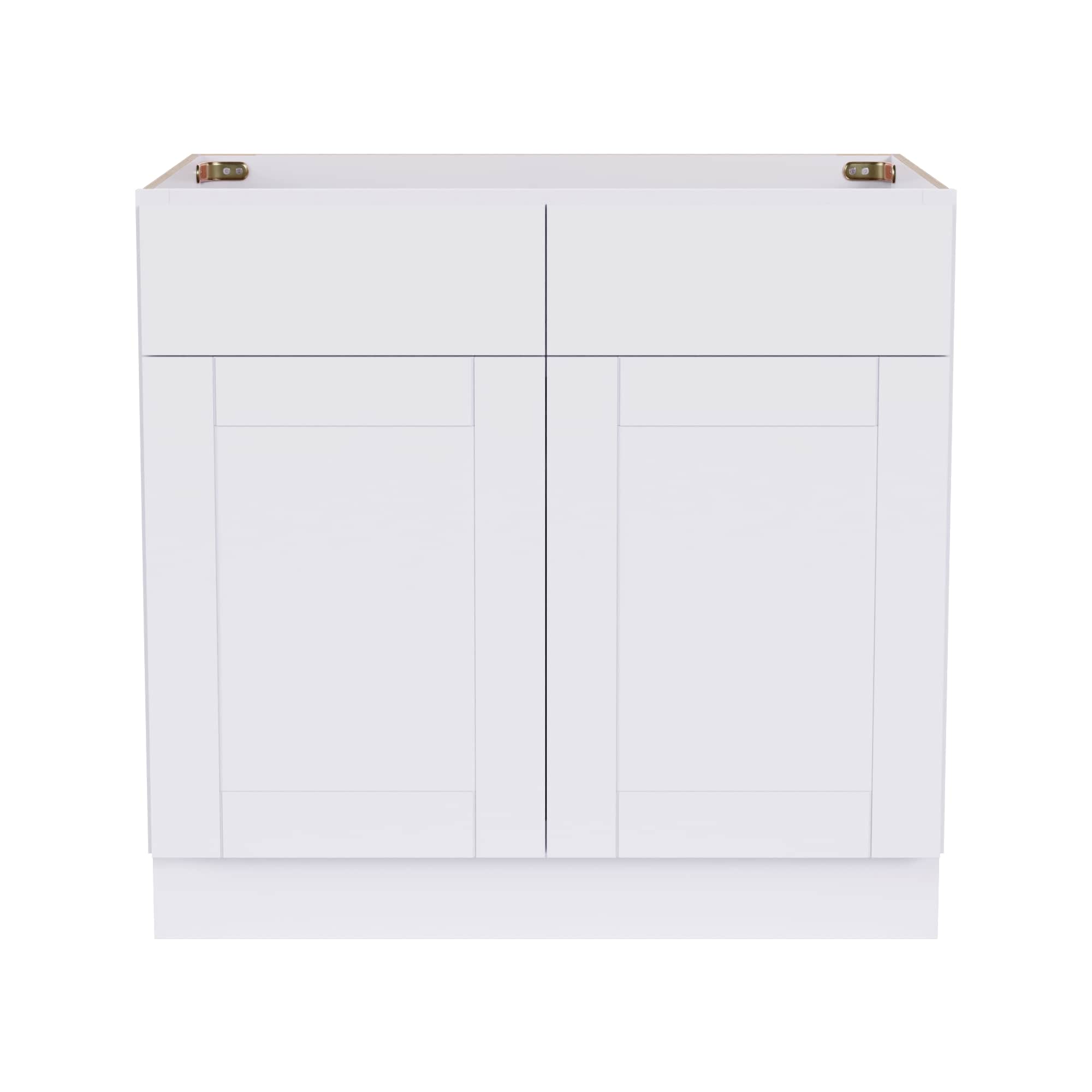 Arcade Green 505B3624 36-in W x 34.5-in H x 24-in D White Birch 2 -Drawers Base Fully assembled Plywood Cabinet Shaker)