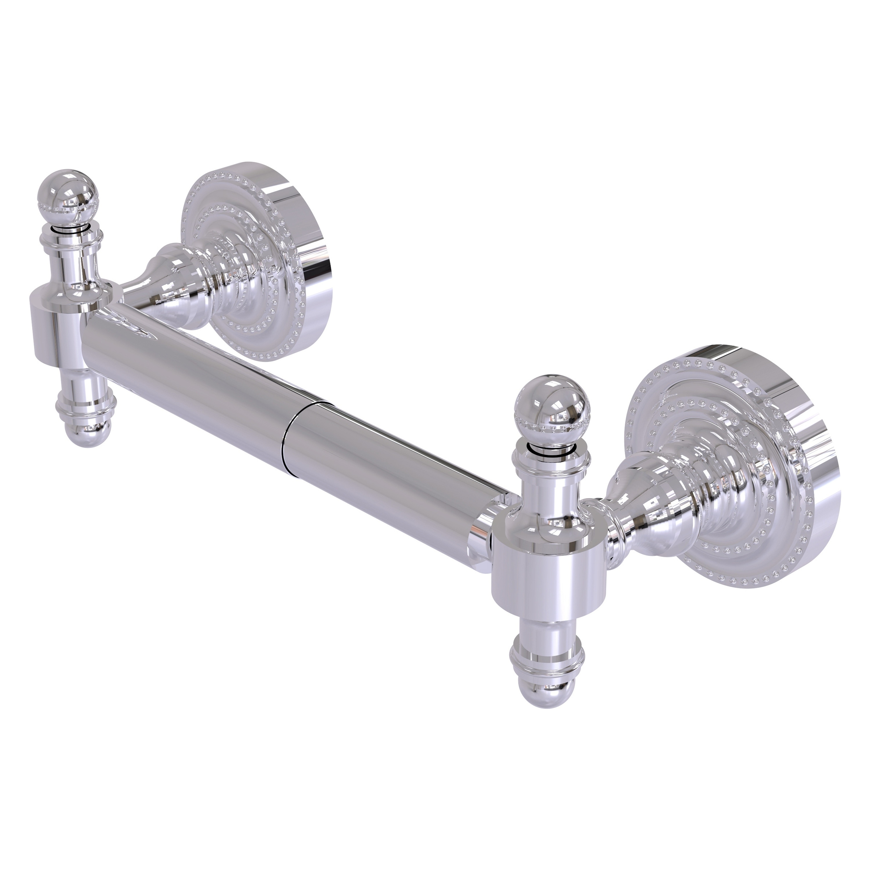 Allied Brass RD-24-PC Retro Dot Polished Chrome Wall mount Double post Toilet Paper Holder 1 -Rolls with Storage