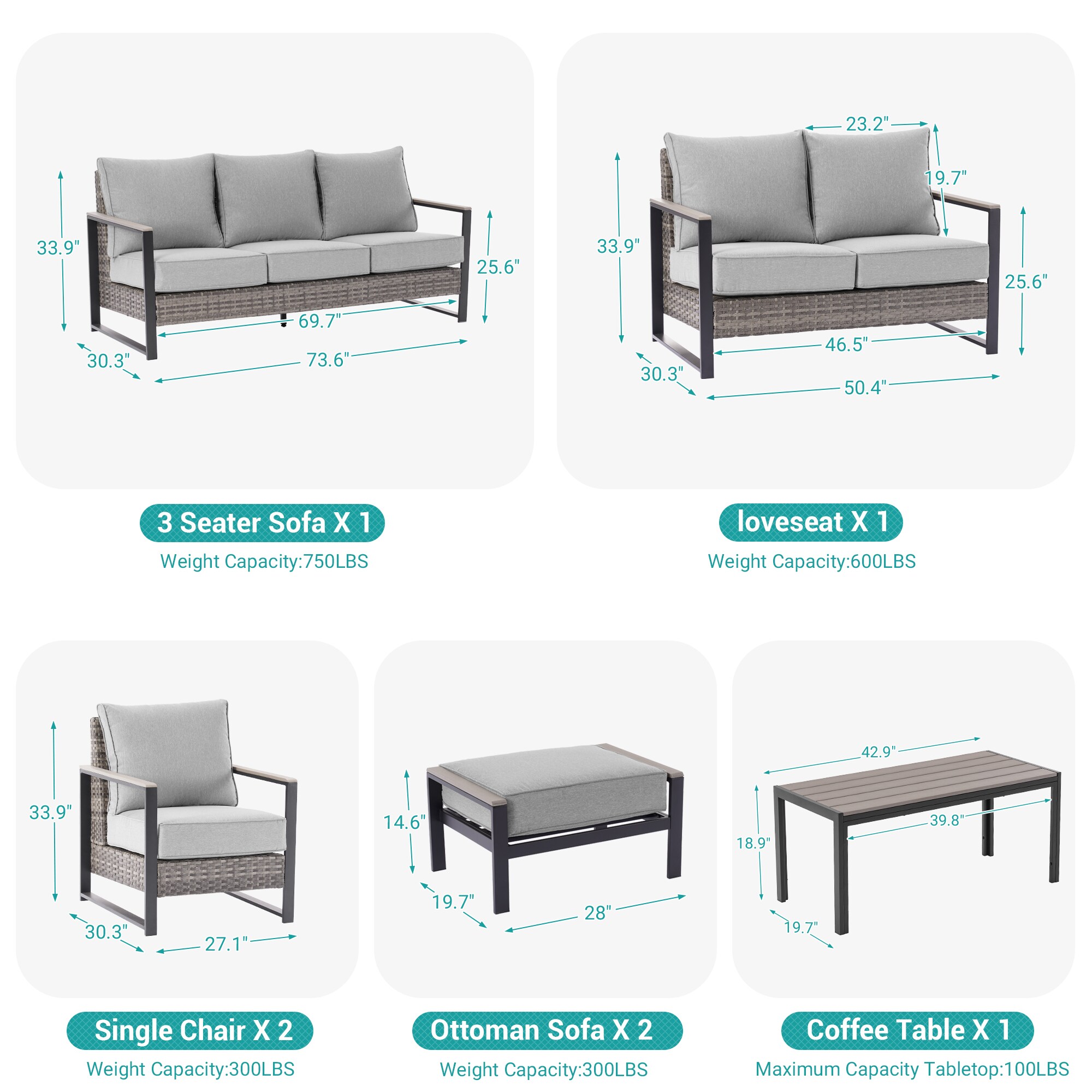 ACEGOSES LW-148HLY-S3T6 Patio-Conversation-Sets - View #3