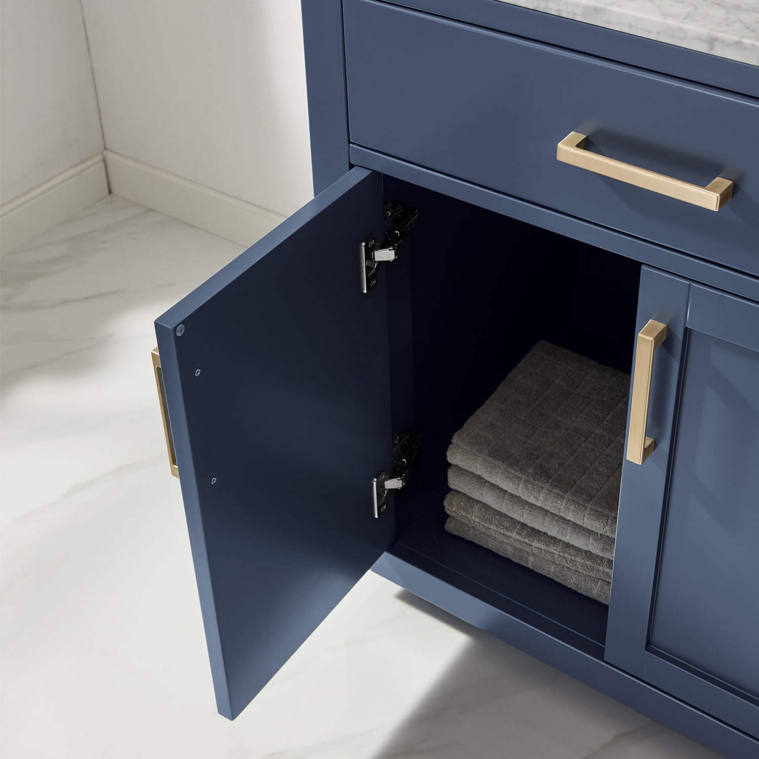 Royal Blue 30" Single Vanity with Carrara Marble Top