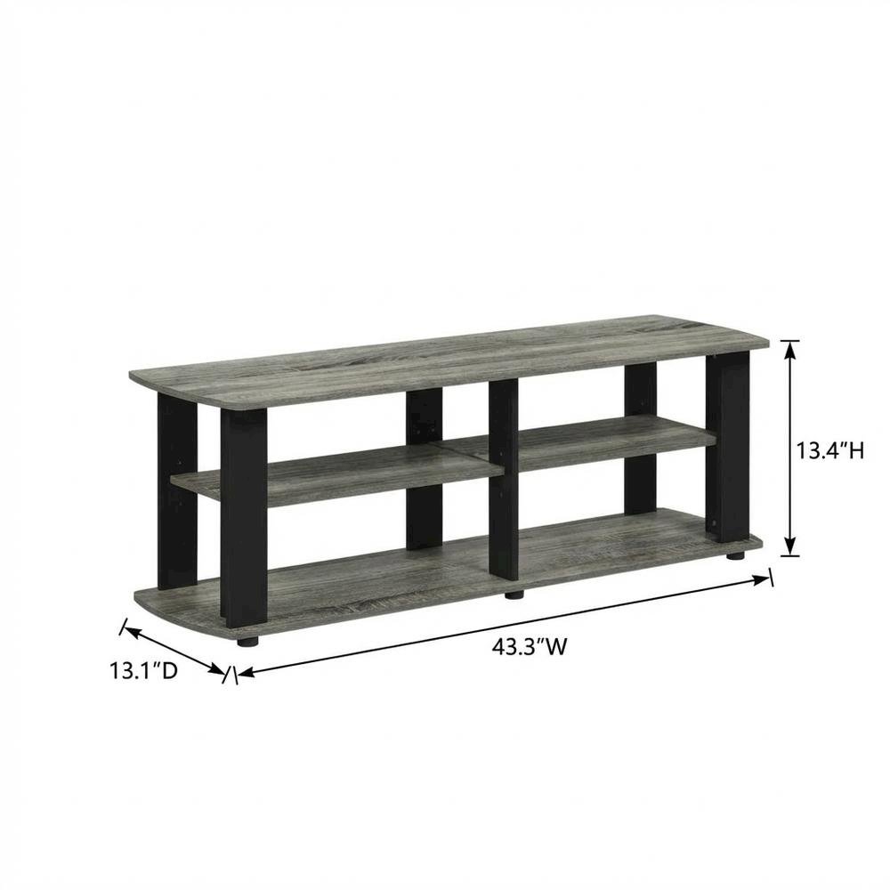 FurniFact Black and French Oak TV Stand with Composite Wood ...