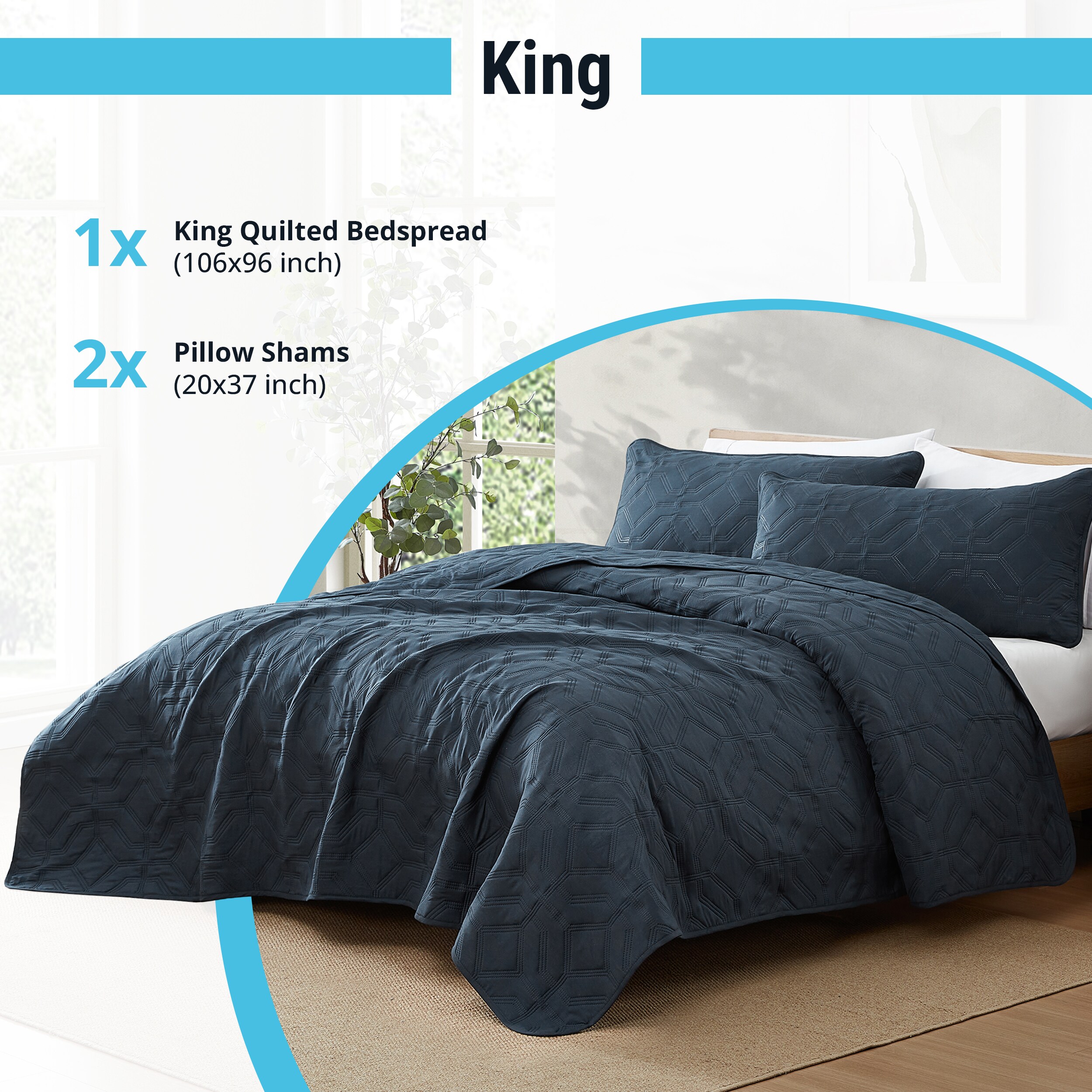 HLC.me LGN-KG-NAVY Comforters-And-Bedspreads - View #3