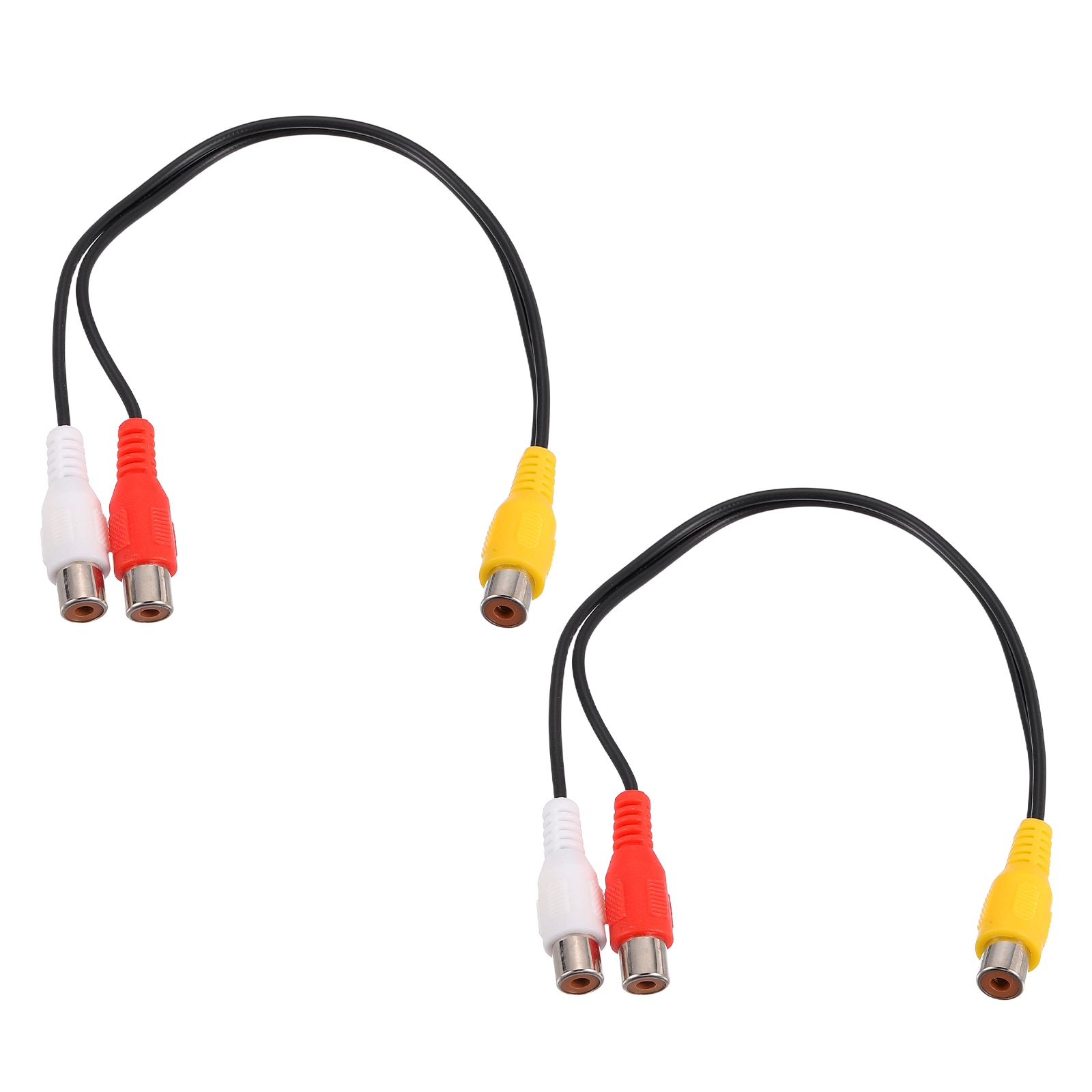 Unique Bargains 2pcs RCA Splitter Cable 1RCA Female Adapter to 2RCA Female Adapter 10 Inch Y Splitter Stereo Audio Video AV Subwoofer Cable for Amplifier Home Theater