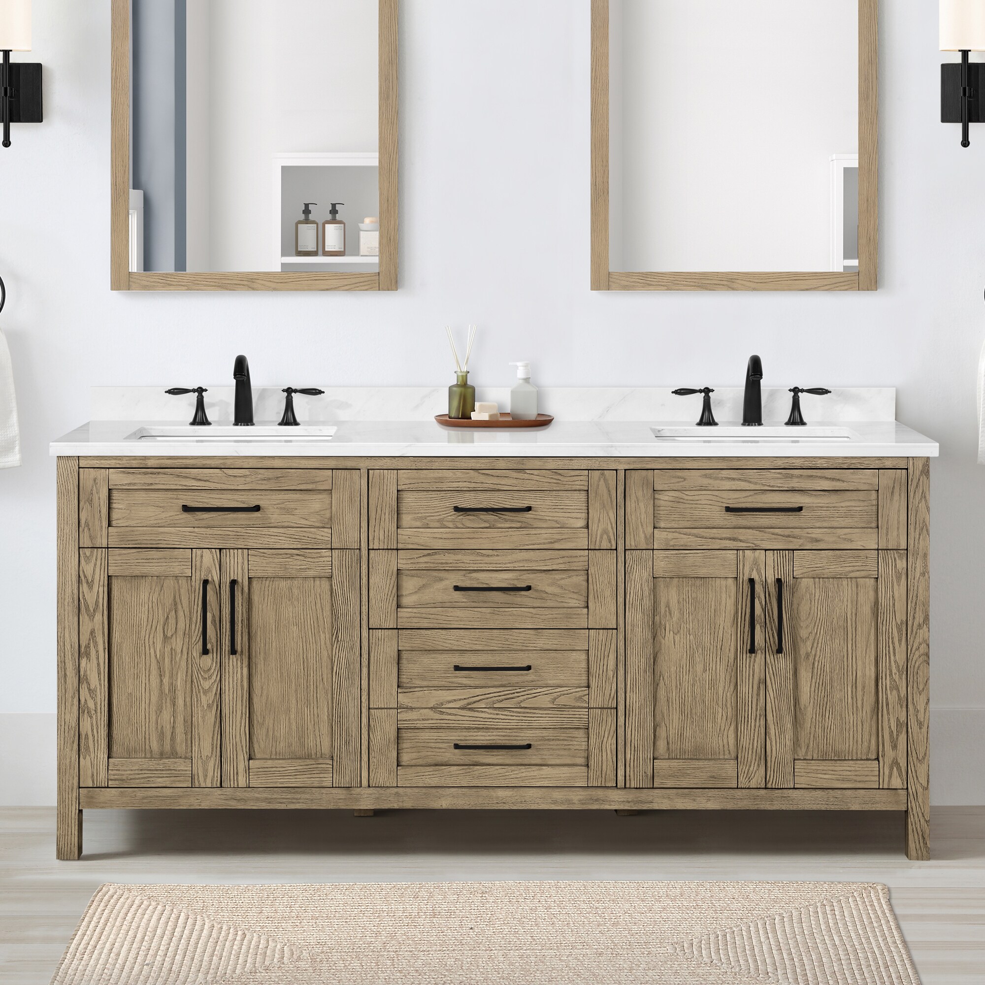 OVE Decors Tahoe 72-in Water Oak Undermount Double Sink Bathroom Vanity ...