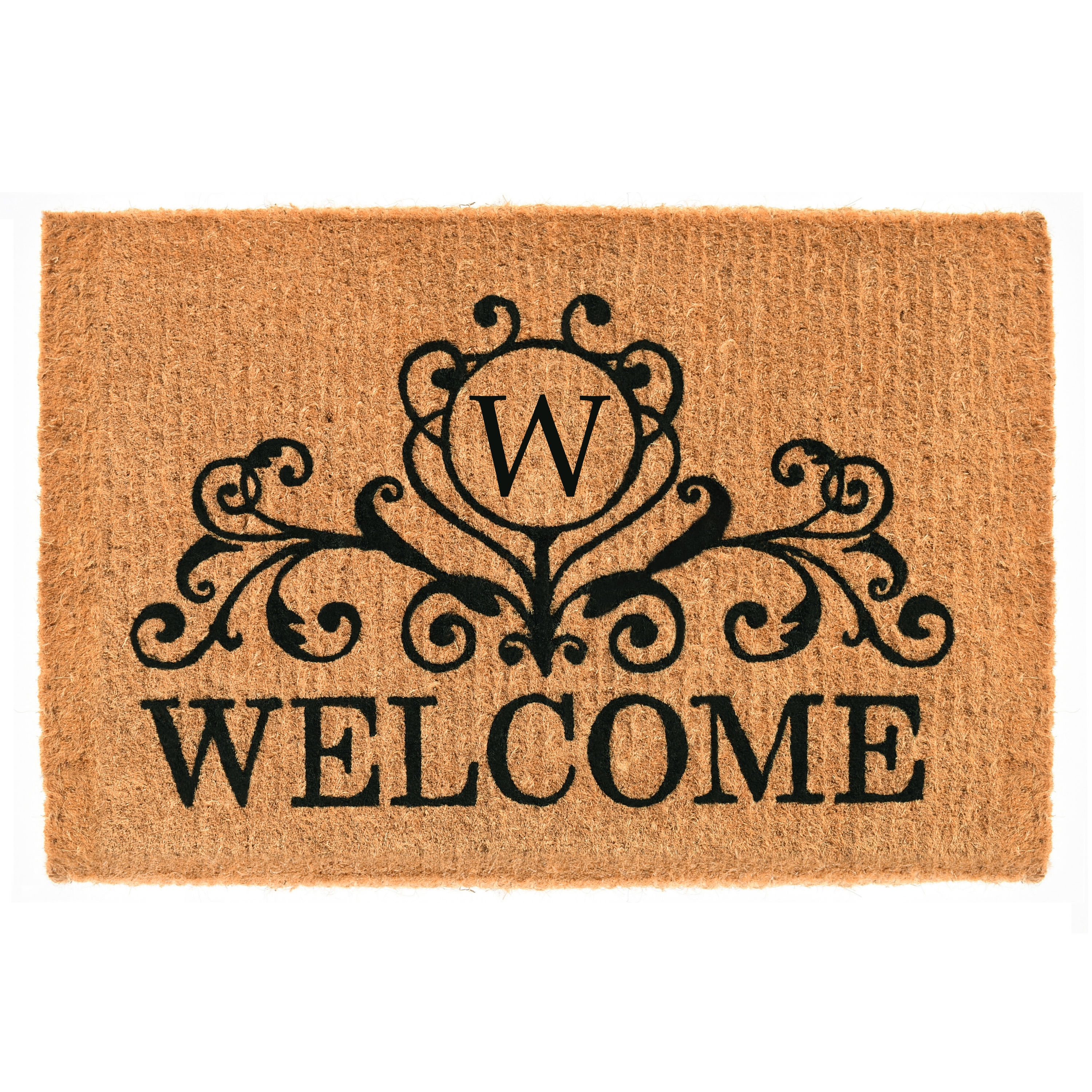 Callowaymills 102561830W 2-ft x 3-ft Natural/Black Coir Rectangular Indoor or outdoor Decorative Door mat