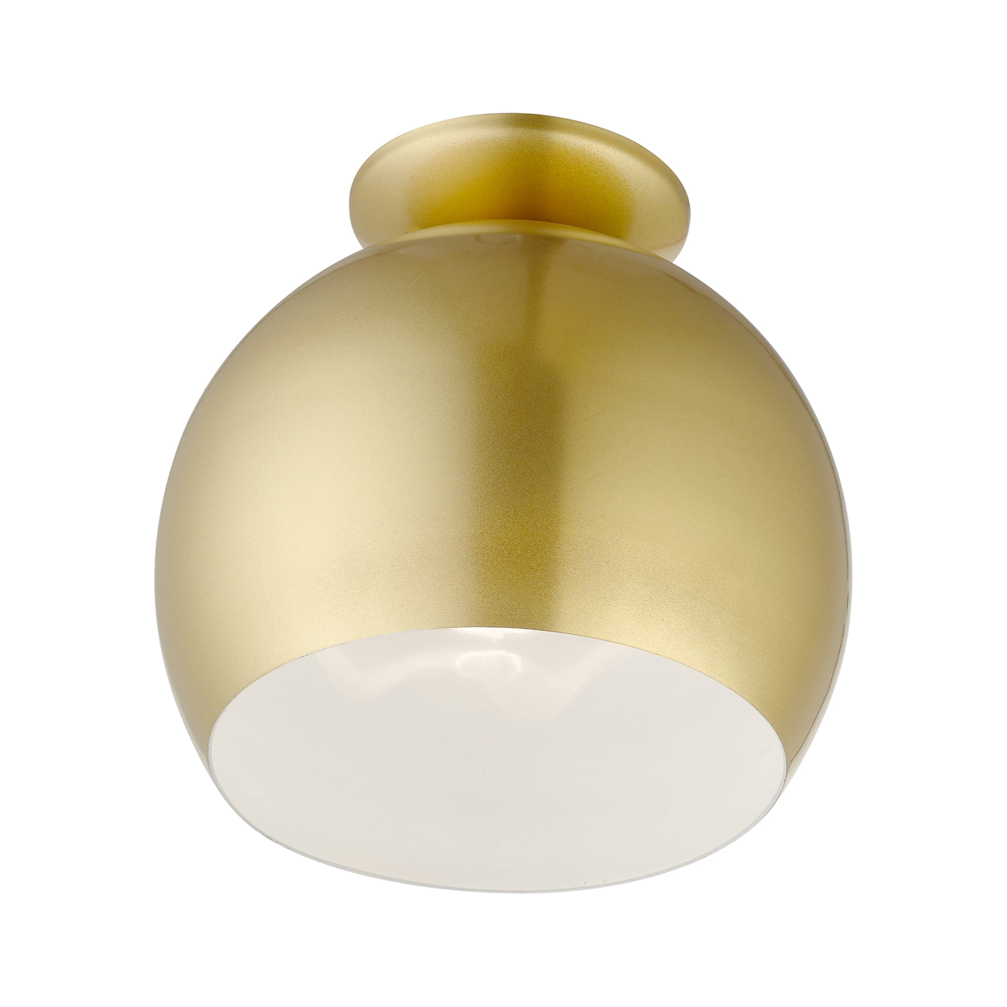 Piedmont Soft Gold Globe Flush Mount with Shiny White Interior