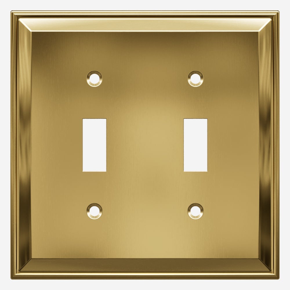 allen + roth Crystelle 2 -Gang Standard Size Brushed Gold Zinc Indoor Toggle Wall Plate