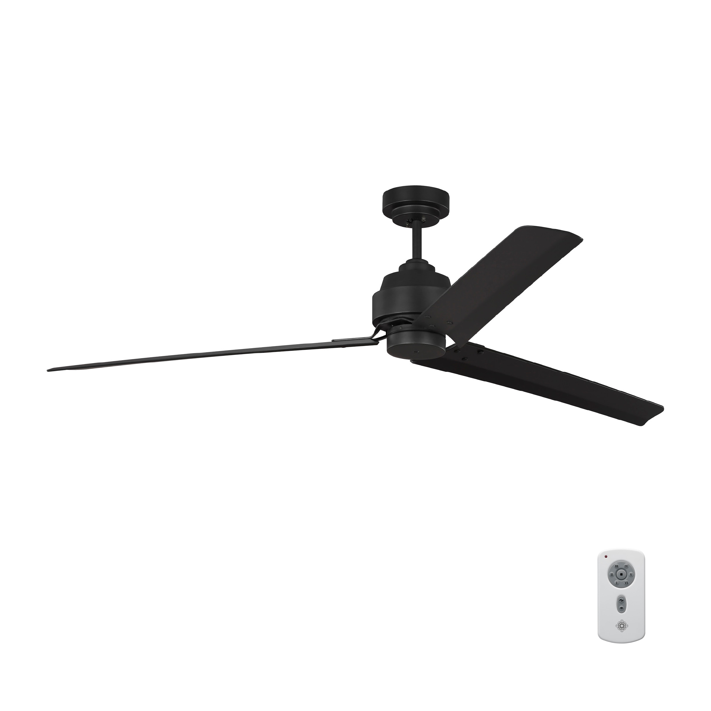 Generation Lighting 3ARR68MBK Arcade 68-in Midnight Black with Midnight Black Blades Ceiling Fan Light Kit Compatible - Remote Included ( 3 -Blade )