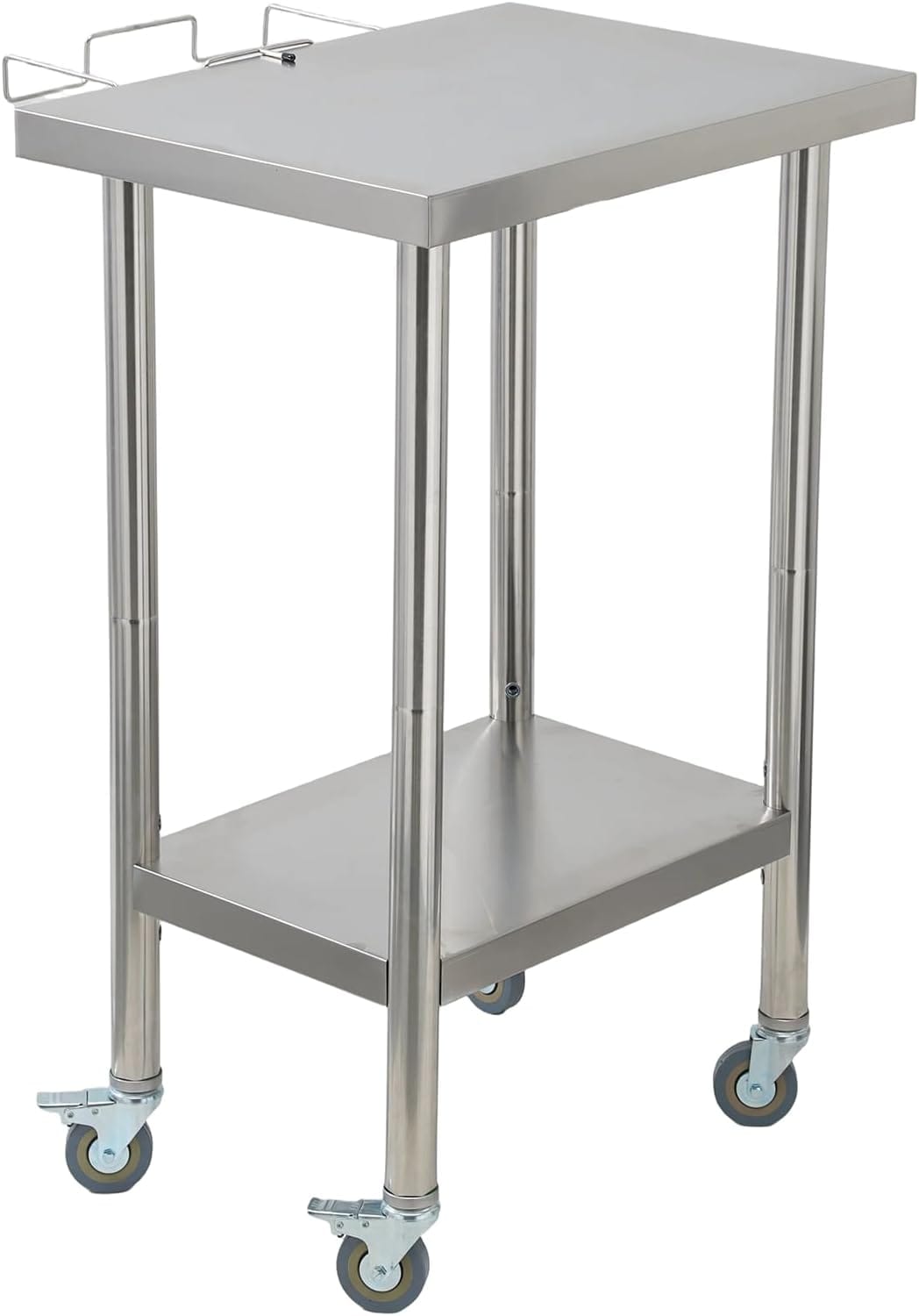GarveeLife - 24-in x 18-in x 35-in Stainless Steel Mobile Prep Table with Side Garbage Bag Hook a...